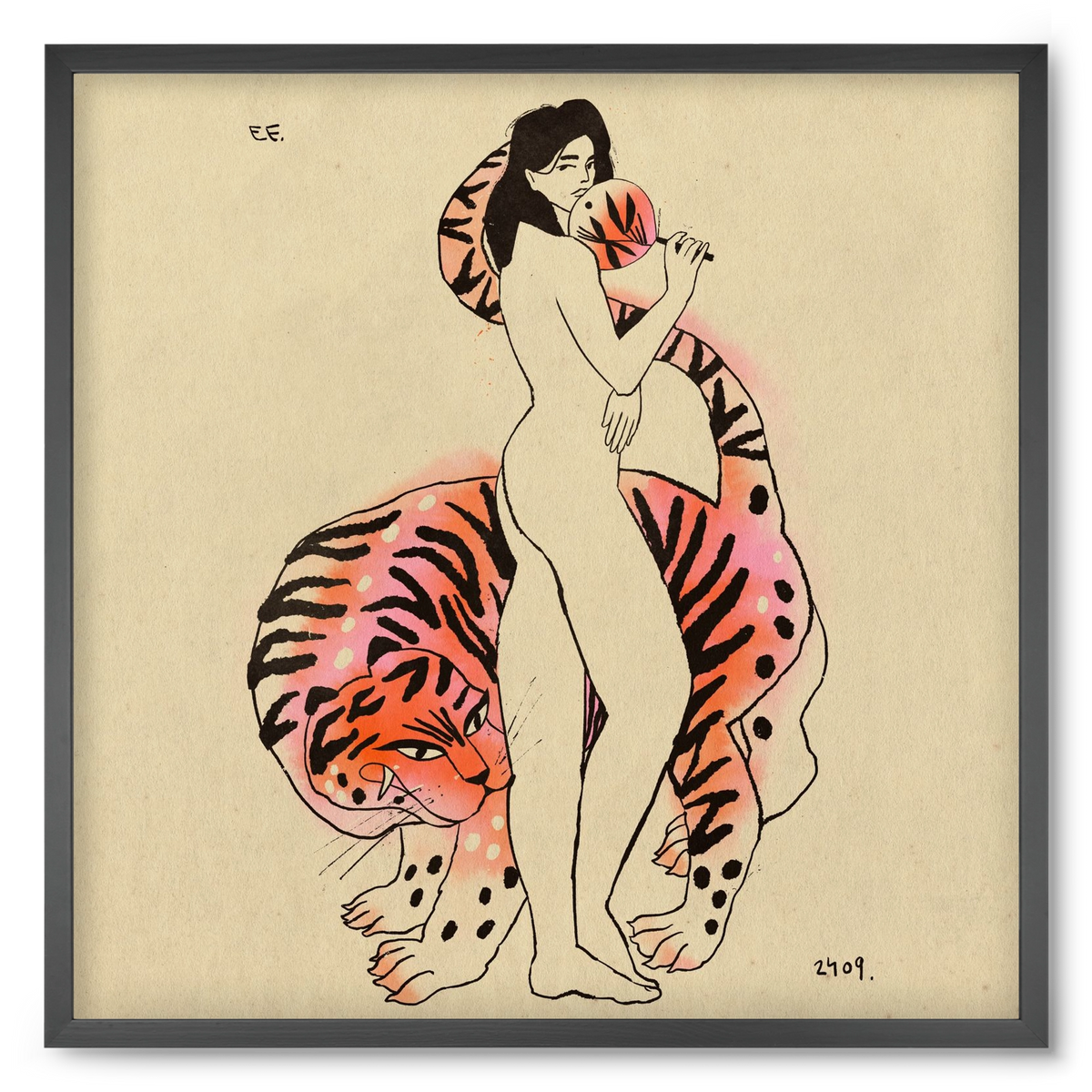 Tiger girl, 50x50 cm (50x50 cm), Fekete keret