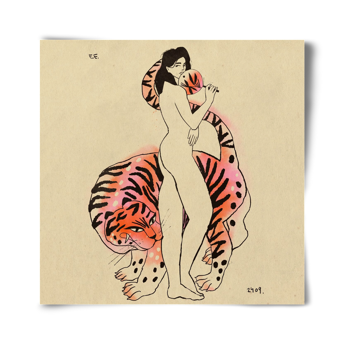 Tiger girl, 40x40 cm, Keret nélkül