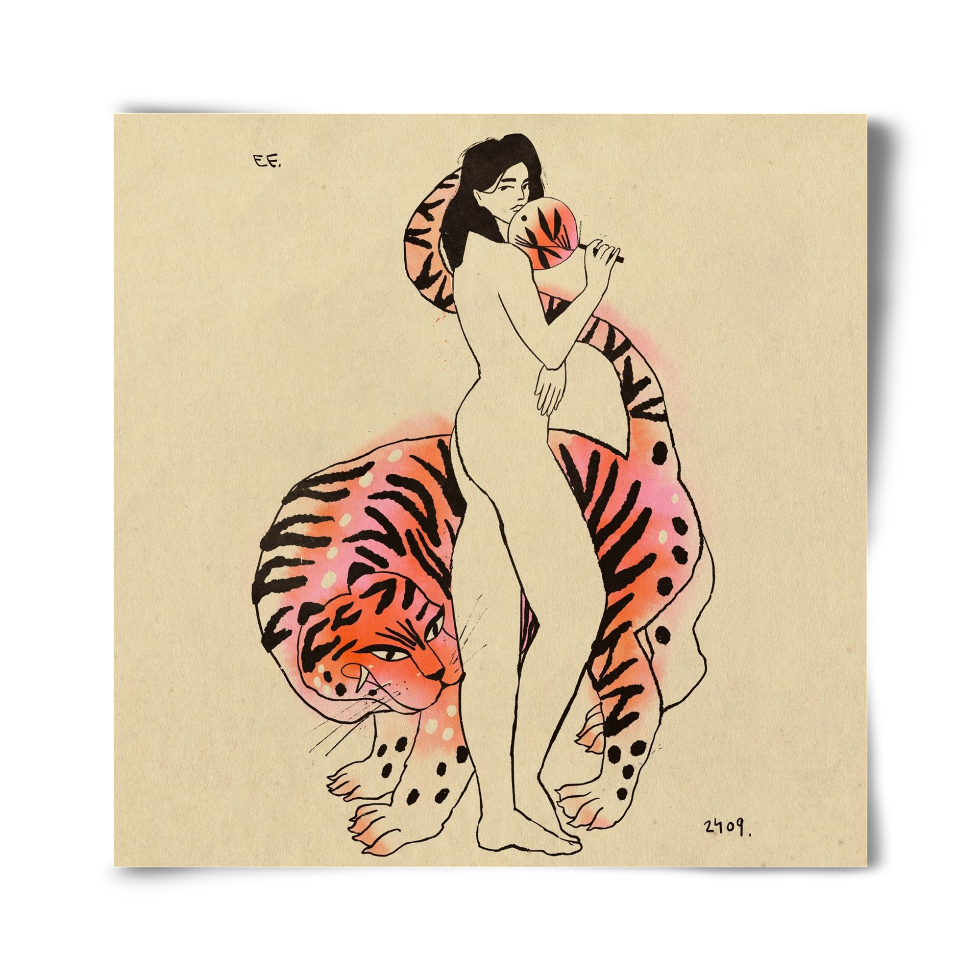 Tiger girl, 40x40 cm, Keret nélkül