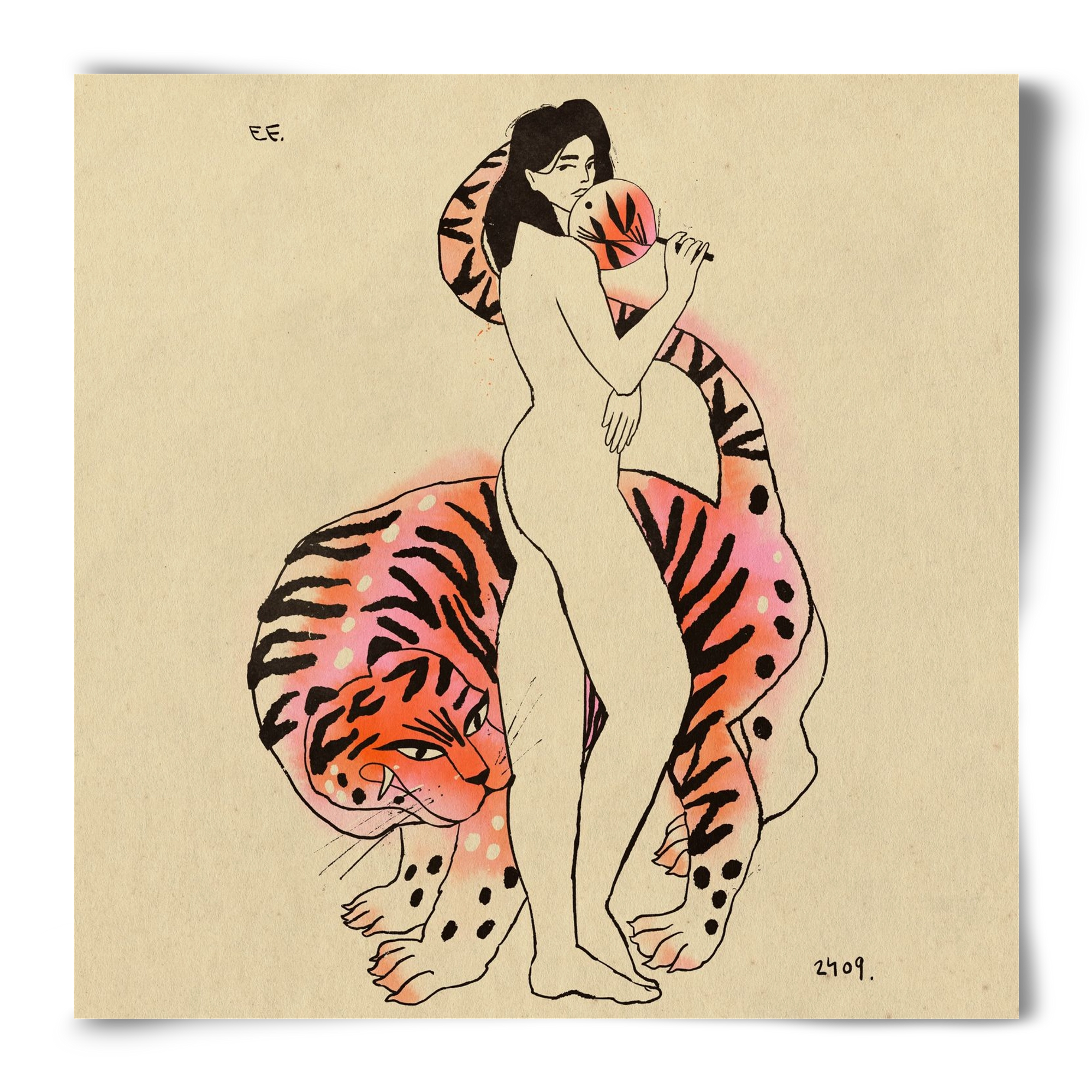 Tiger girl, 50x50 cm, Keret nélkül