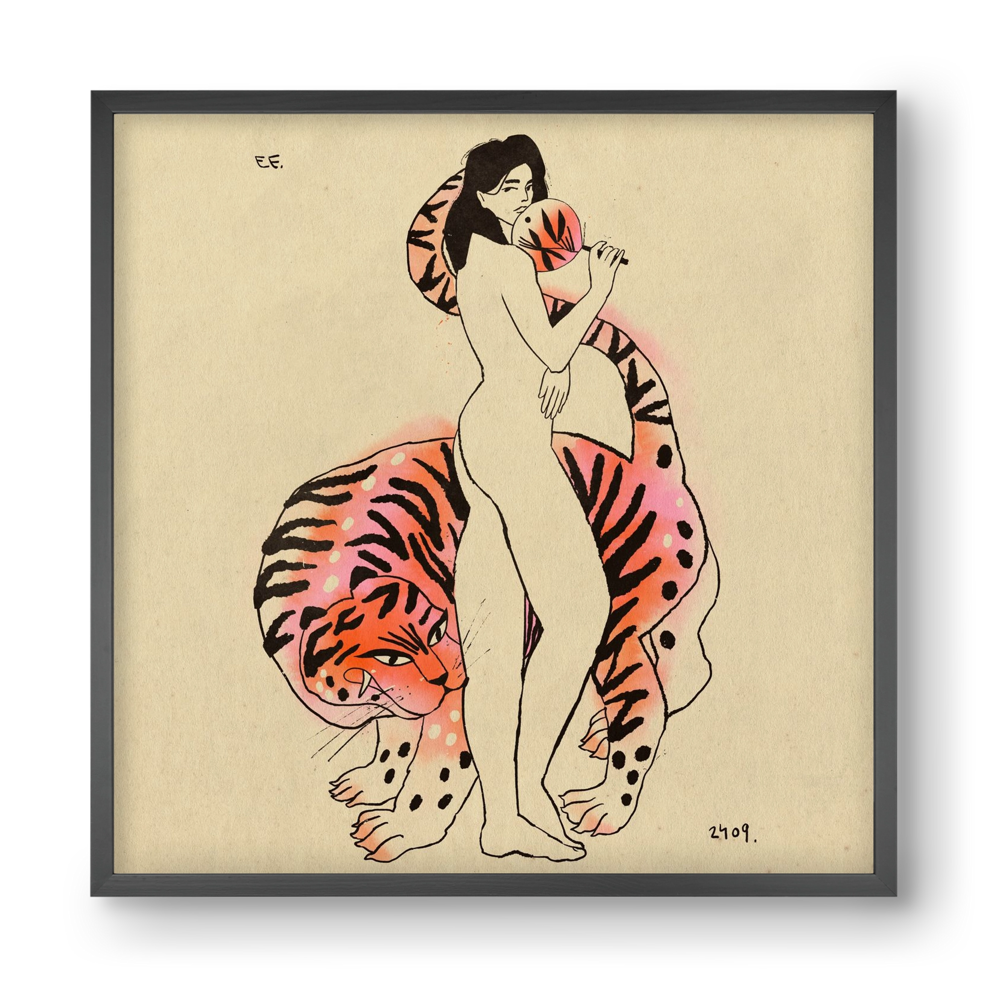 Tiger girl, 40x40 cm (40x40 cm), Fekete keret