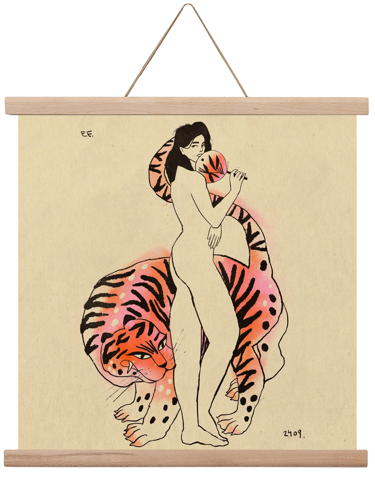 Tiger girl, 40x40 cm (40x40 cm), Tölgy akasztó