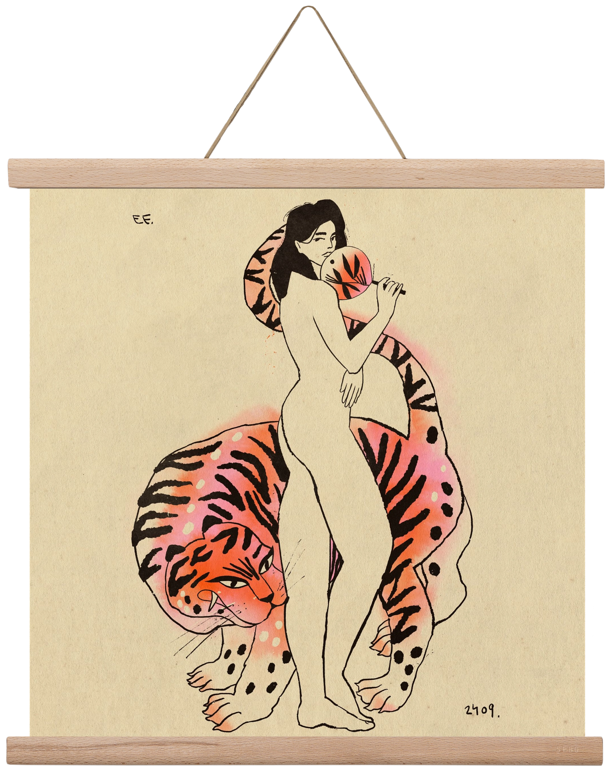 Tiger girl, 40x40 cm (40x40 cm), Tölgy akasztó