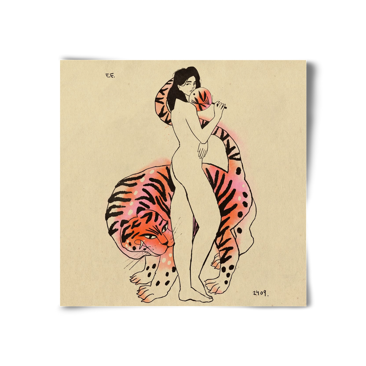 Tiger girl, 30x30 cm, Keret nélkül