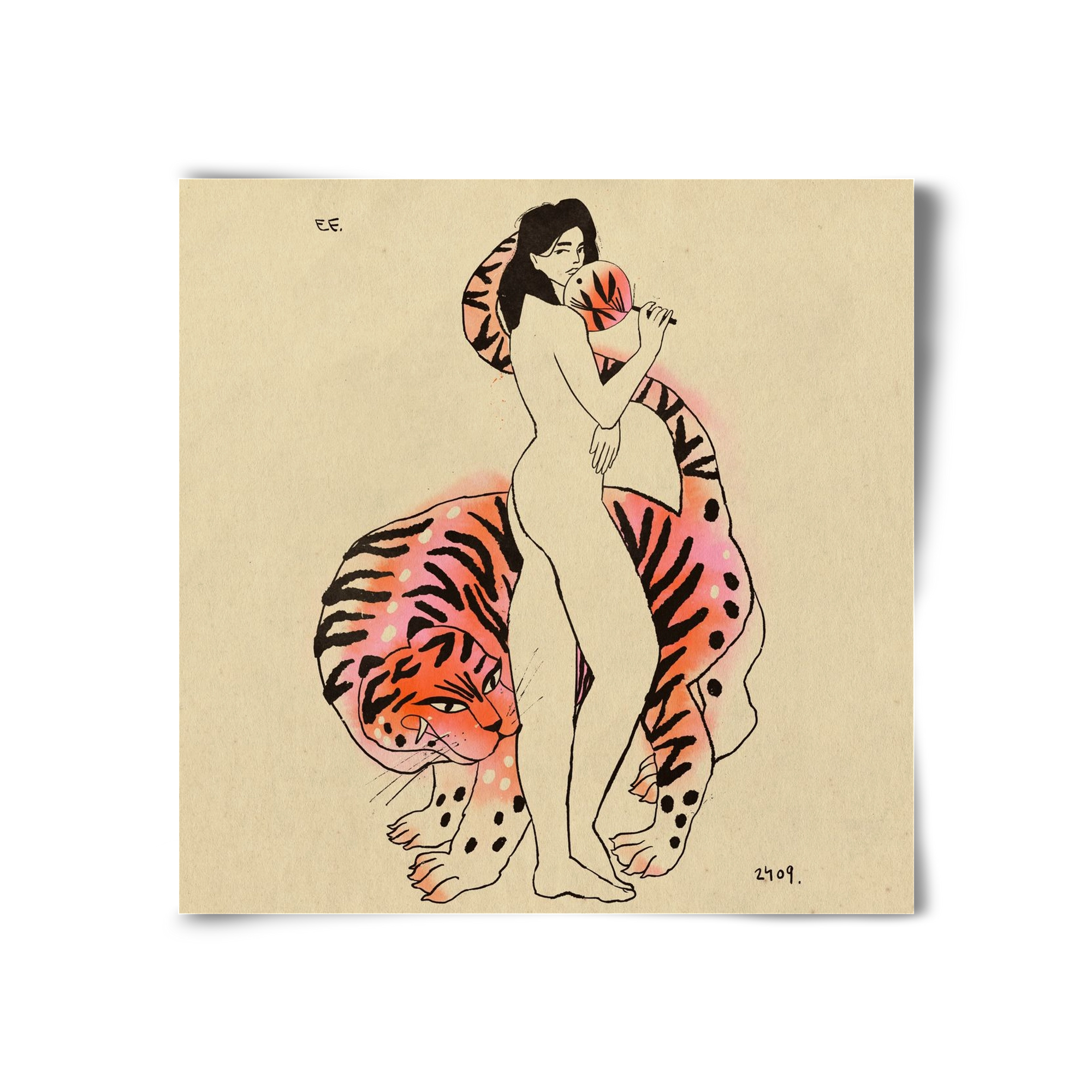 Tiger girl, 30x30 cm, Keret nélkül