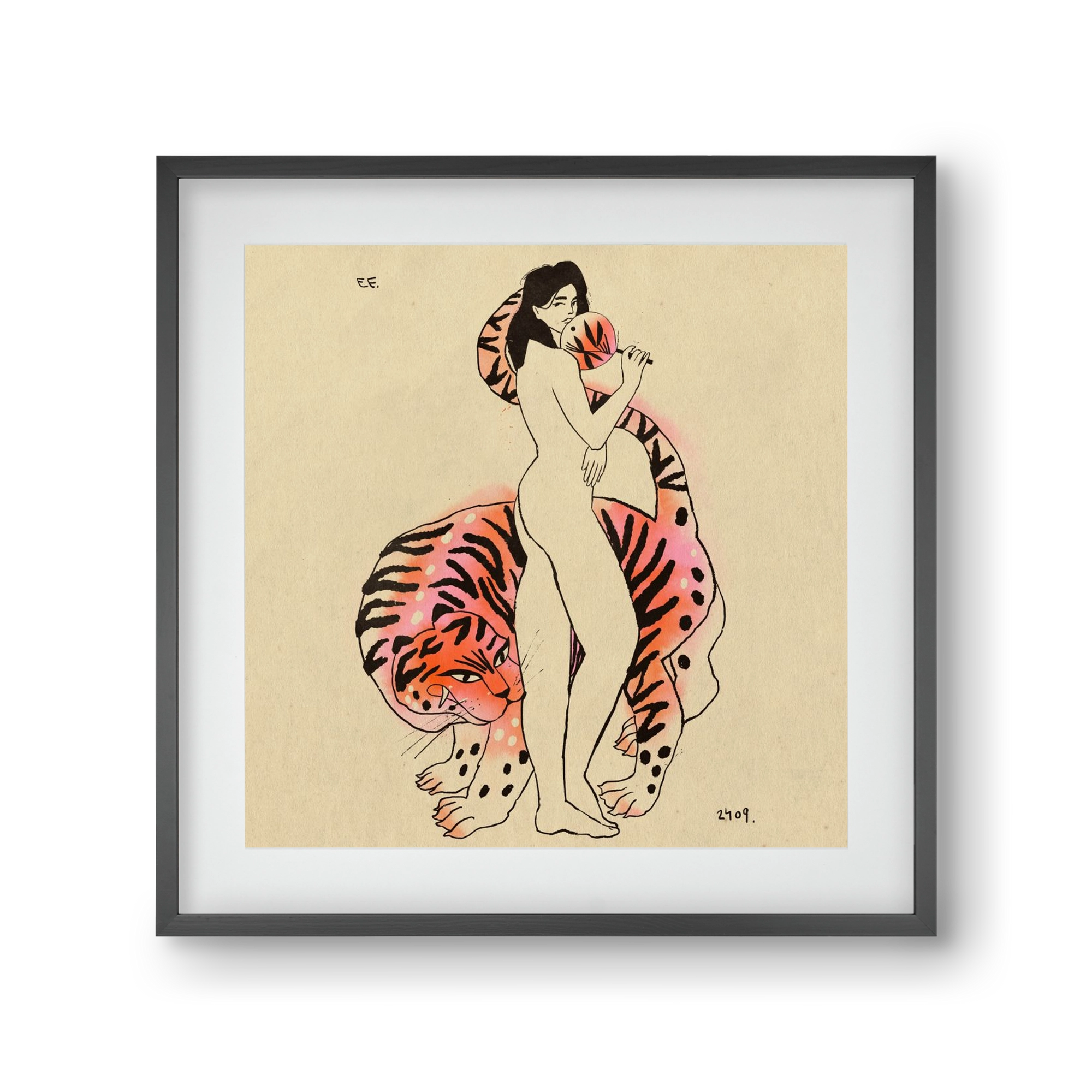 Tiger girl, 30x30 cm (20x20 cm), Fekete keret, paszpartuval