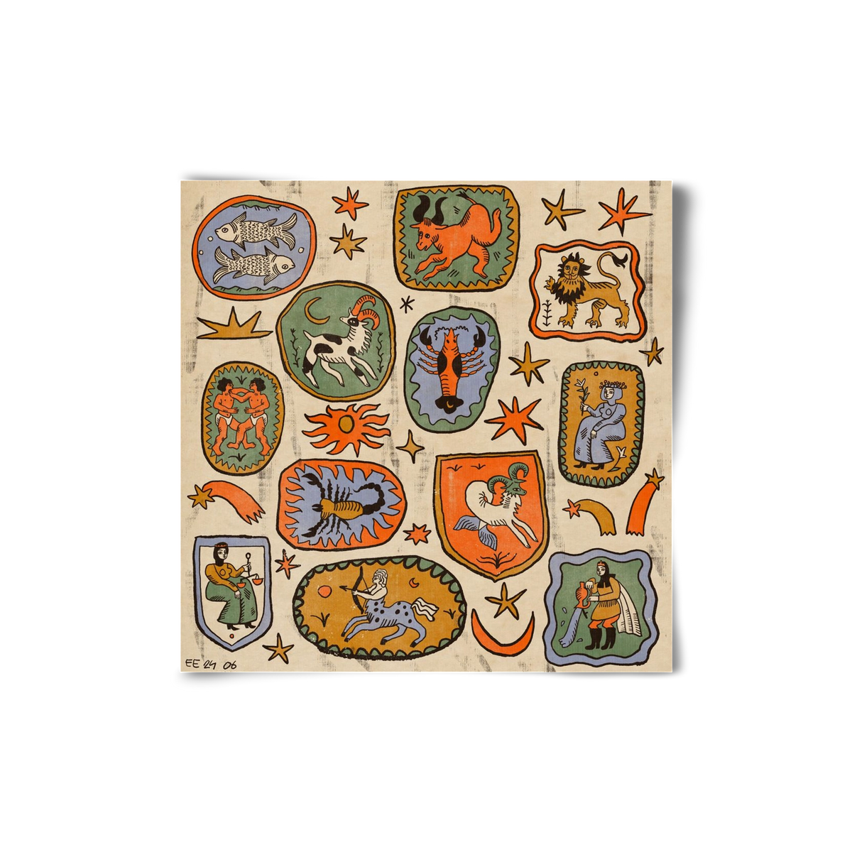 Medieaval zodiac 2, 20x20 cm, Keret nélkül