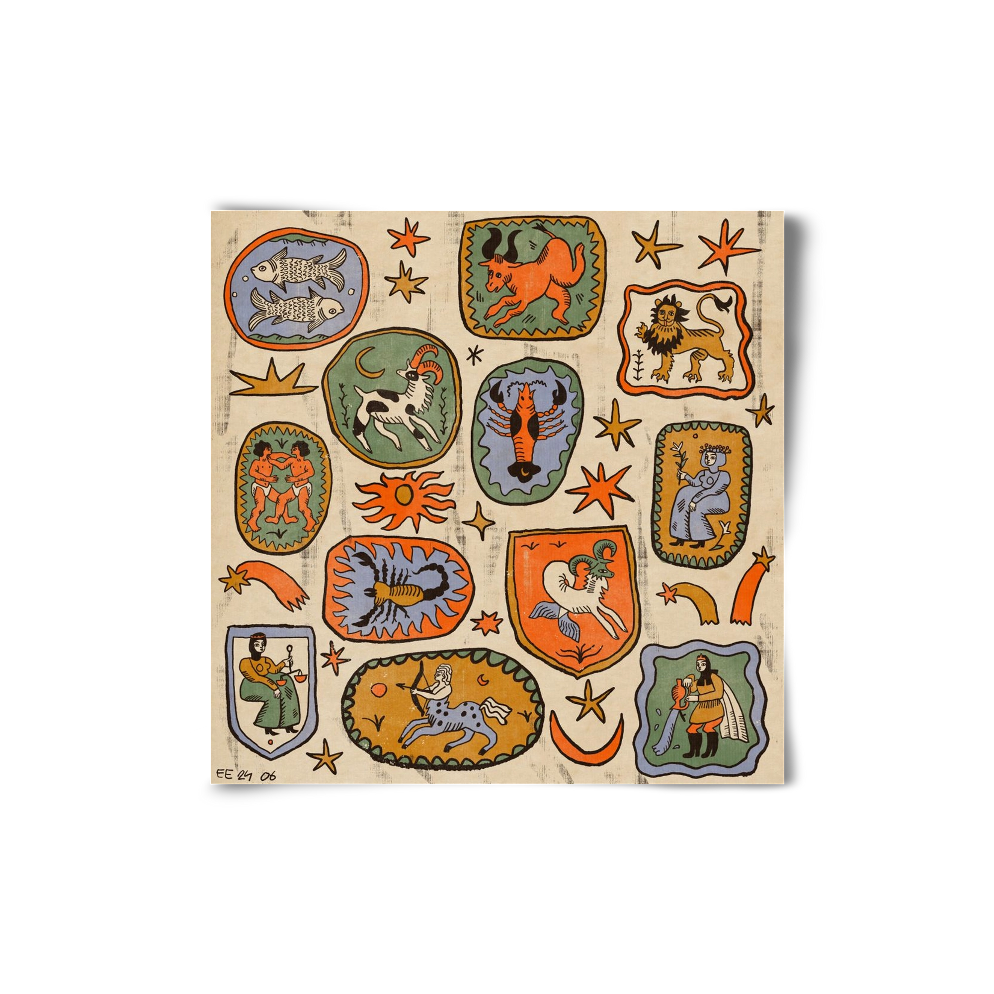 Medieaval zodiac 2, 20x20 cm, Keret nélkül