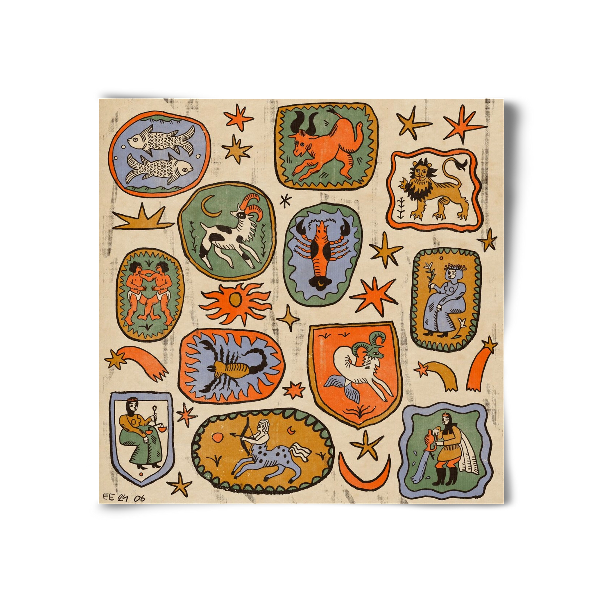 Medieaval zodiac 2, 30x30 cm, Keret nélkül