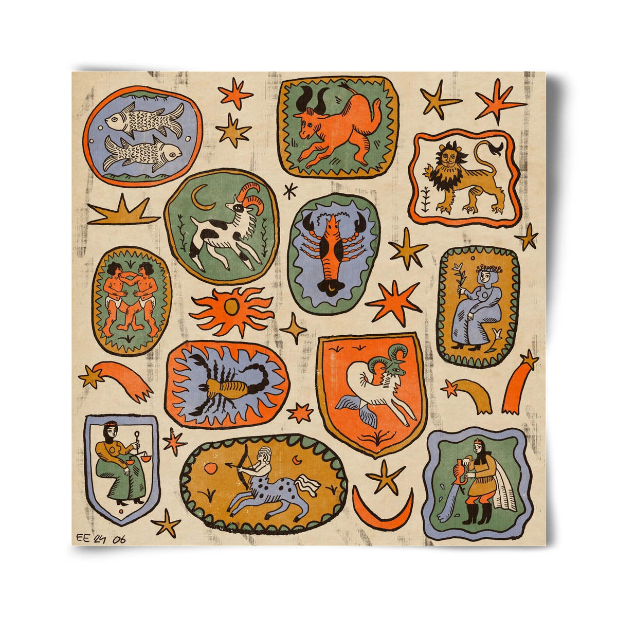 Medieaval zodiac 2, 40x40 cm, Keret nélkül