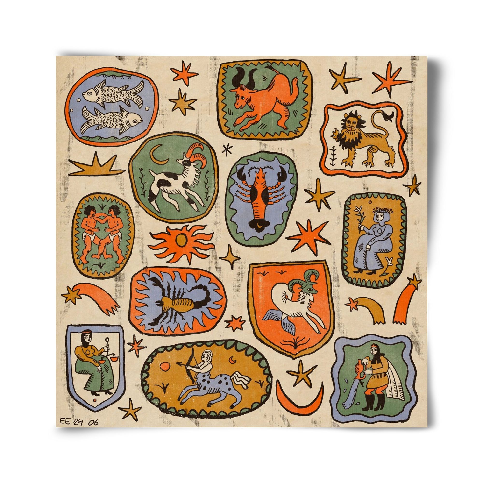 Medieaval zodiac 2, 40x40 cm, Keret nélkül