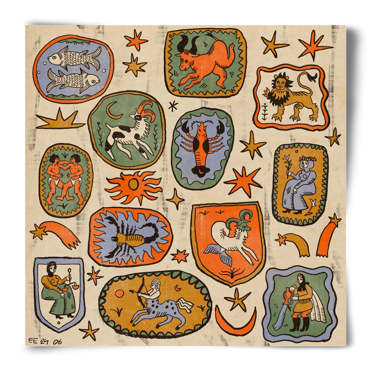 Medieaval zodiac 2, 50x50 cm, Keret nélkül