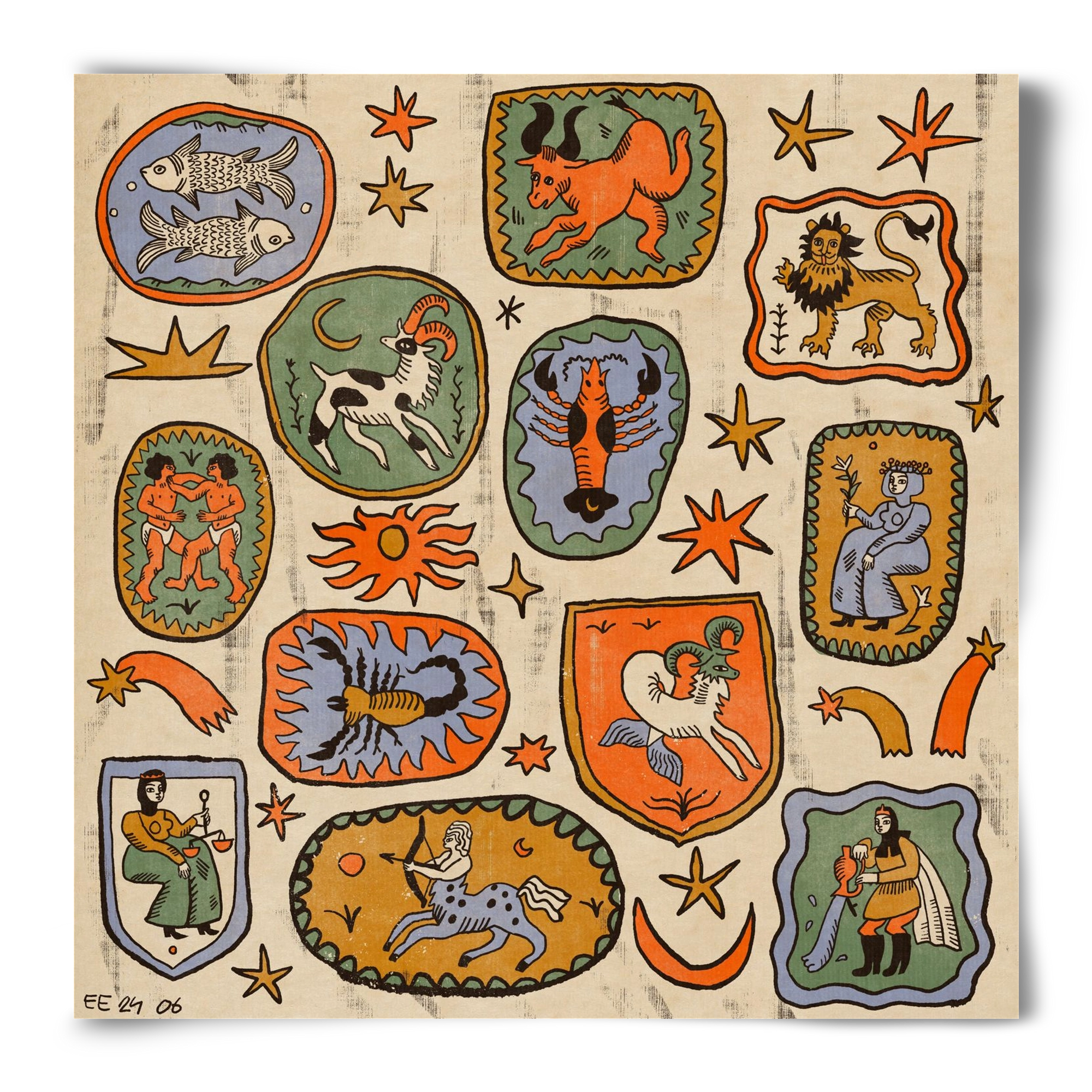 Medieaval zodiac 2, 50x50 cm, Keret nélkül