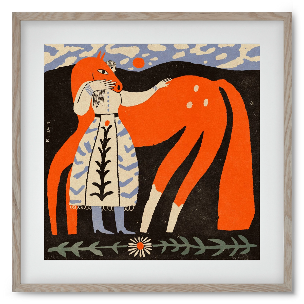 My ginger mare, 50x50 cm (40x40 cm), Tölgy keret, paszpartuval