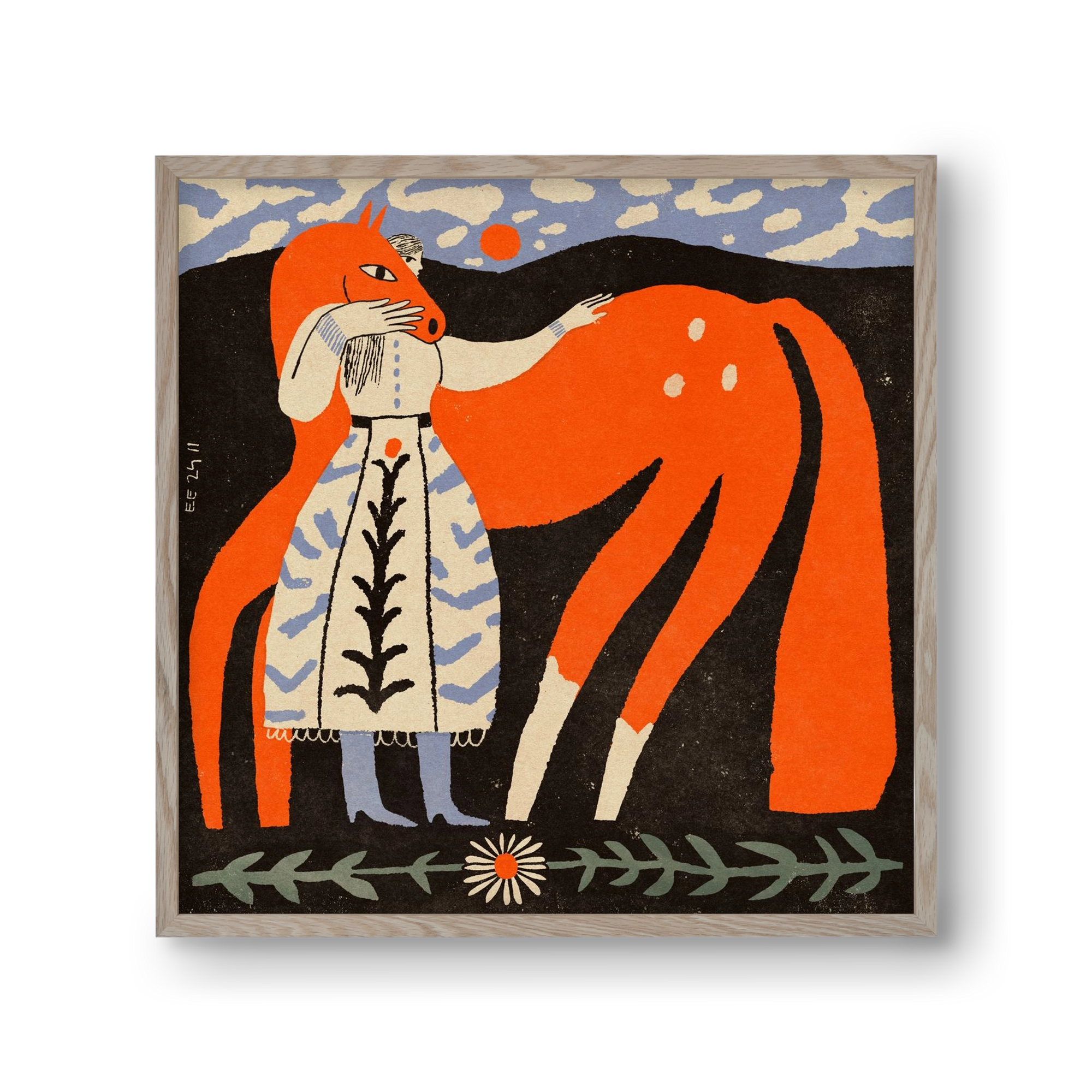 My ginger mare, 30x30 cm (30x30 cm), Tölgy keret