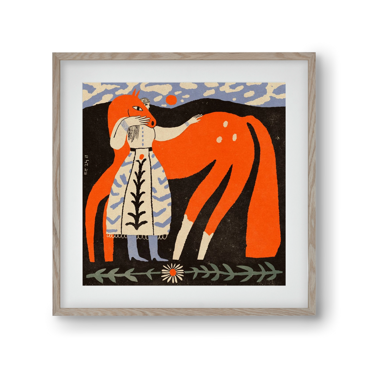 My ginger mare, 30x30 cm (20x20 cm), Tölgy keret, paszpartuval