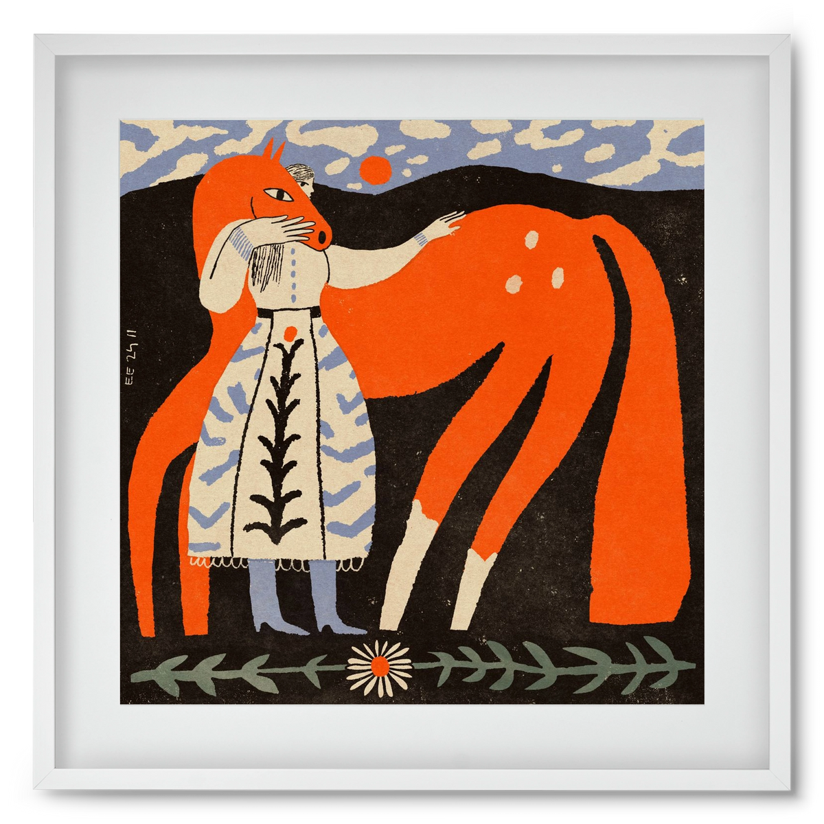 My ginger mare, 50x50 cm (40x40 cm), Fehér keret, paszpartuval