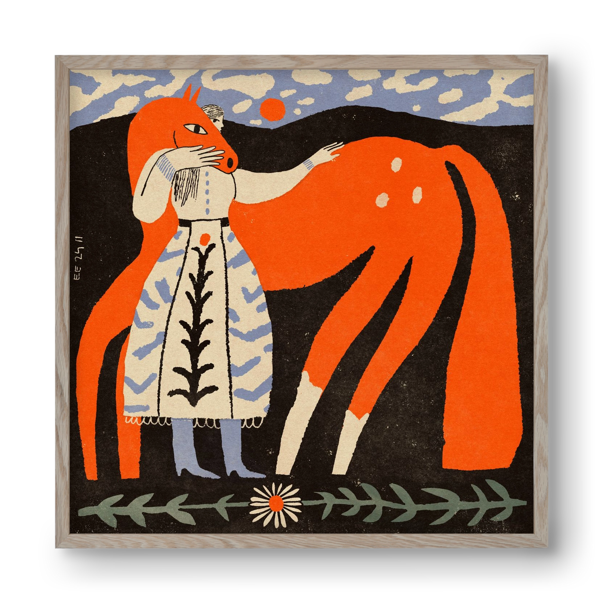 My ginger mare, 40x40 cm (40x40 cm), Tölgy keret