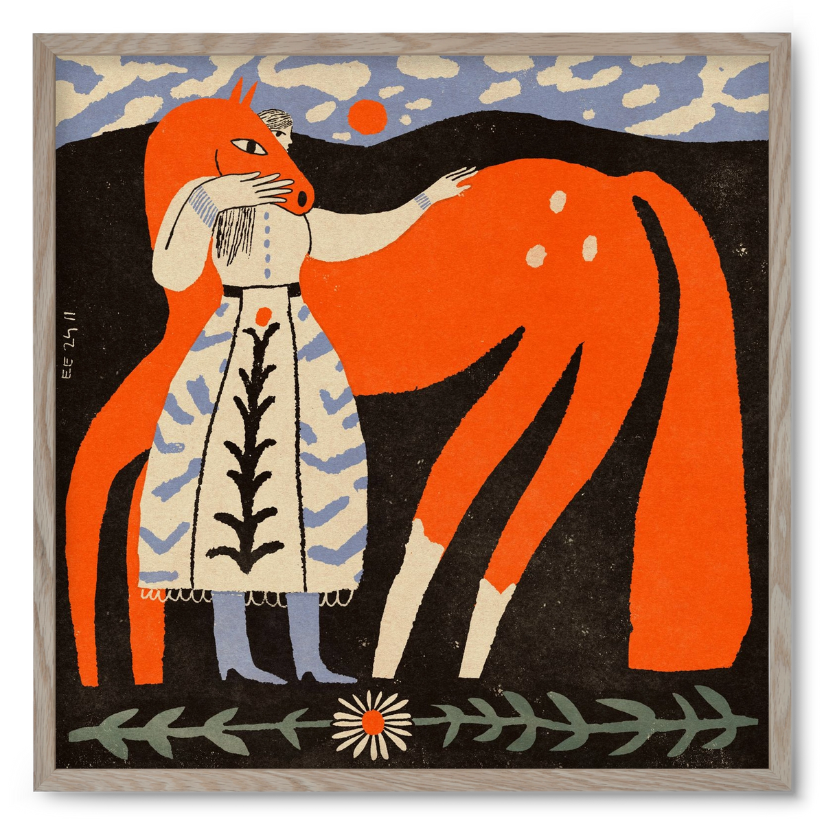 My ginger mare, 50x50 cm (50x50 cm), Tölgy keret