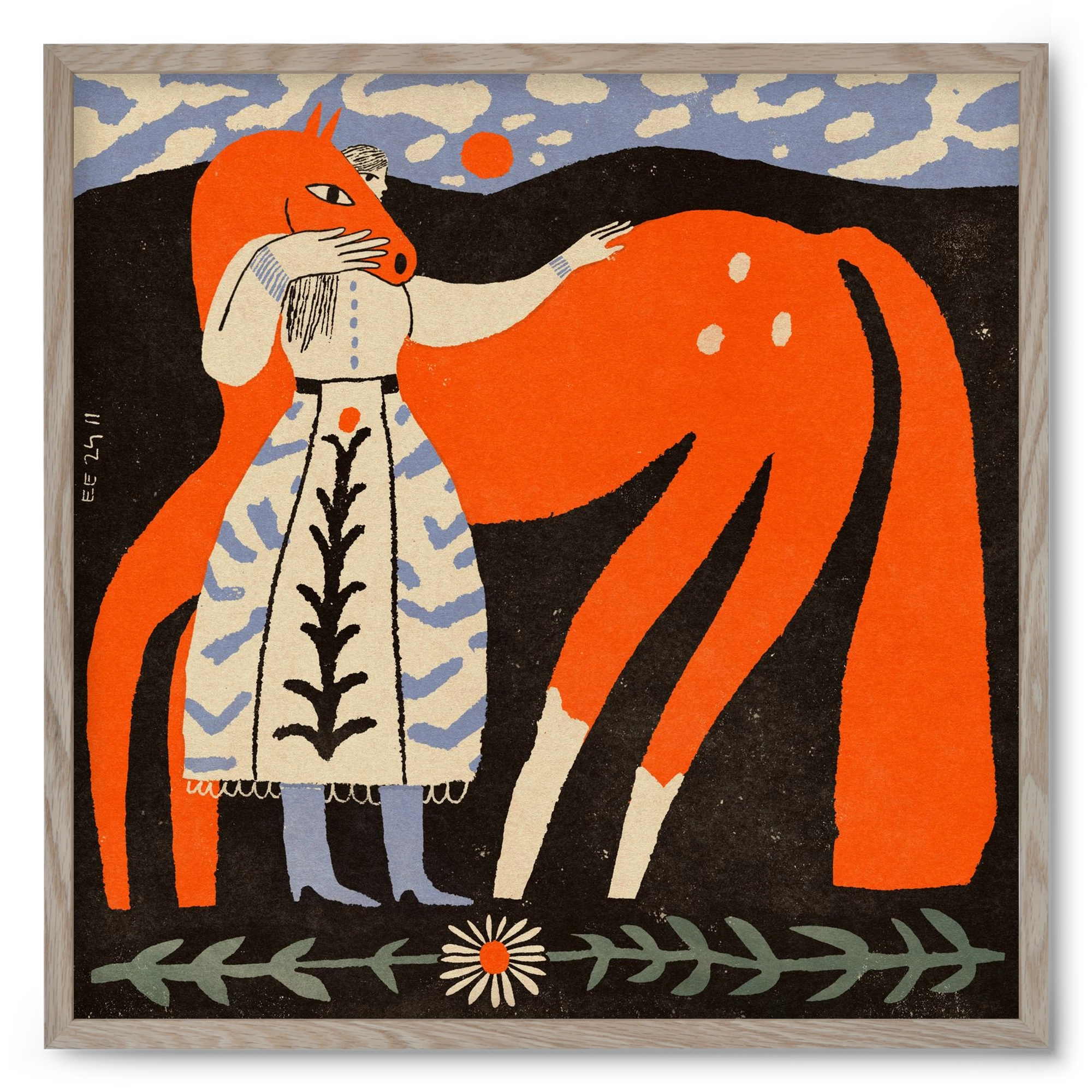 My ginger mare, 50x50 cm (50x50 cm), Tölgy keret