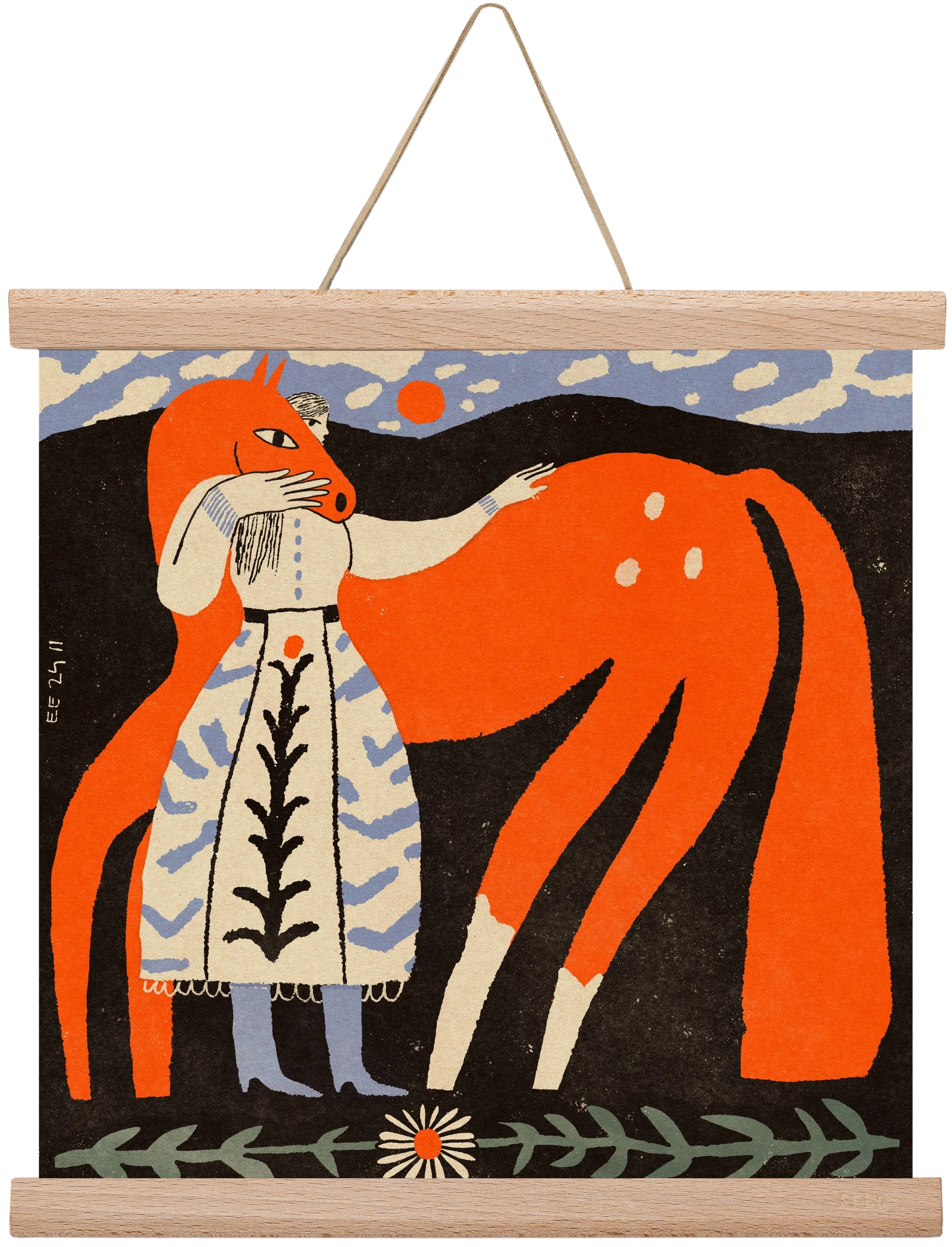 My ginger mare, 30x30 cm (30x30 cm), Tölgy akasztó