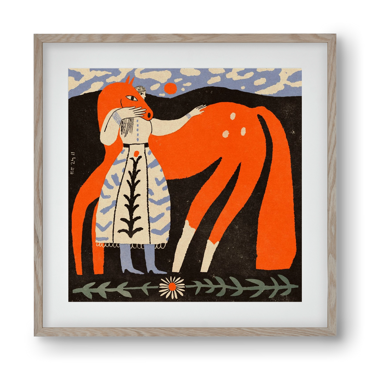 My ginger mare, 40x40 cm (30x30 cm), Tölgy keret, paszpartuval