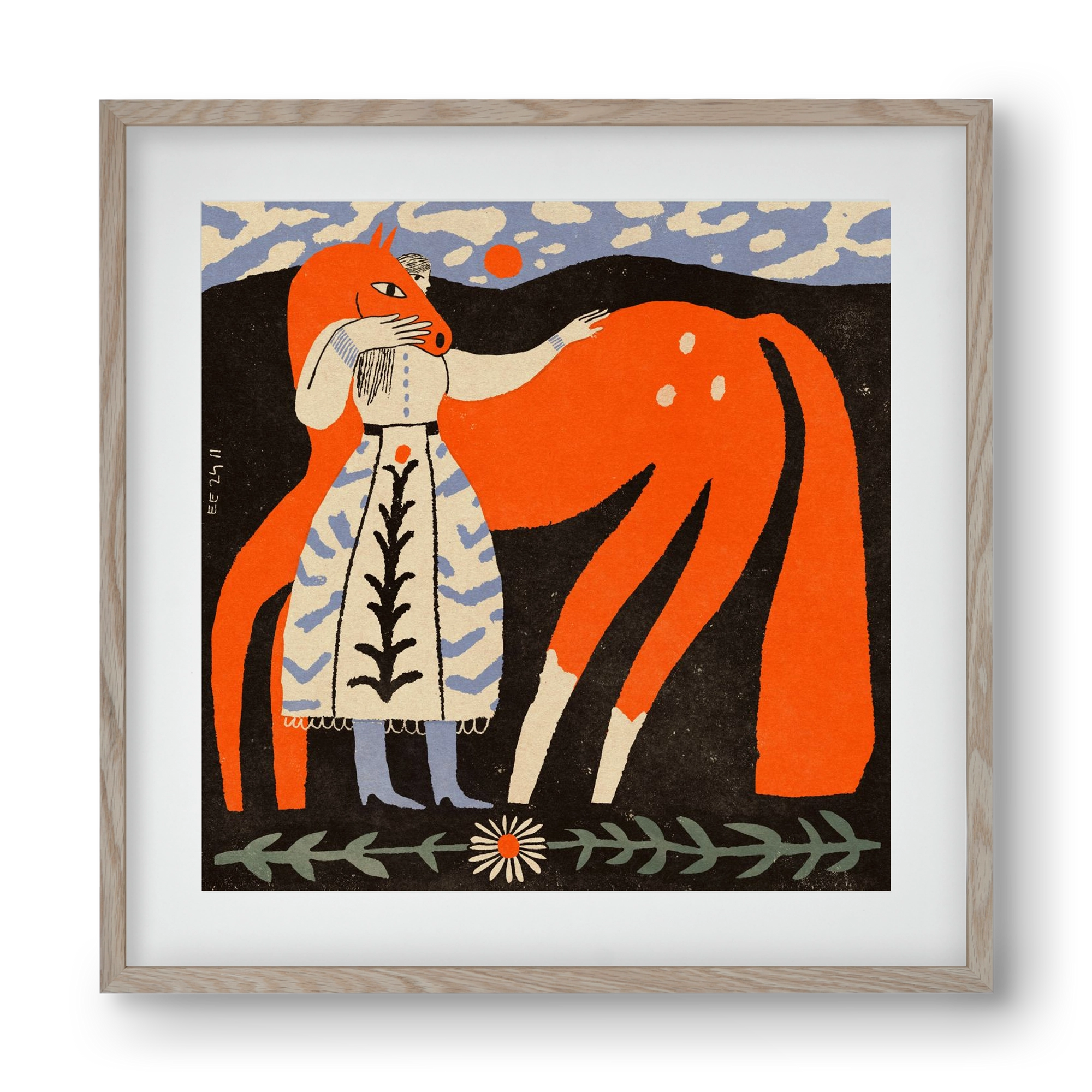 My ginger mare, 40x40 cm (30x30 cm), Tölgy keret, paszpartuval