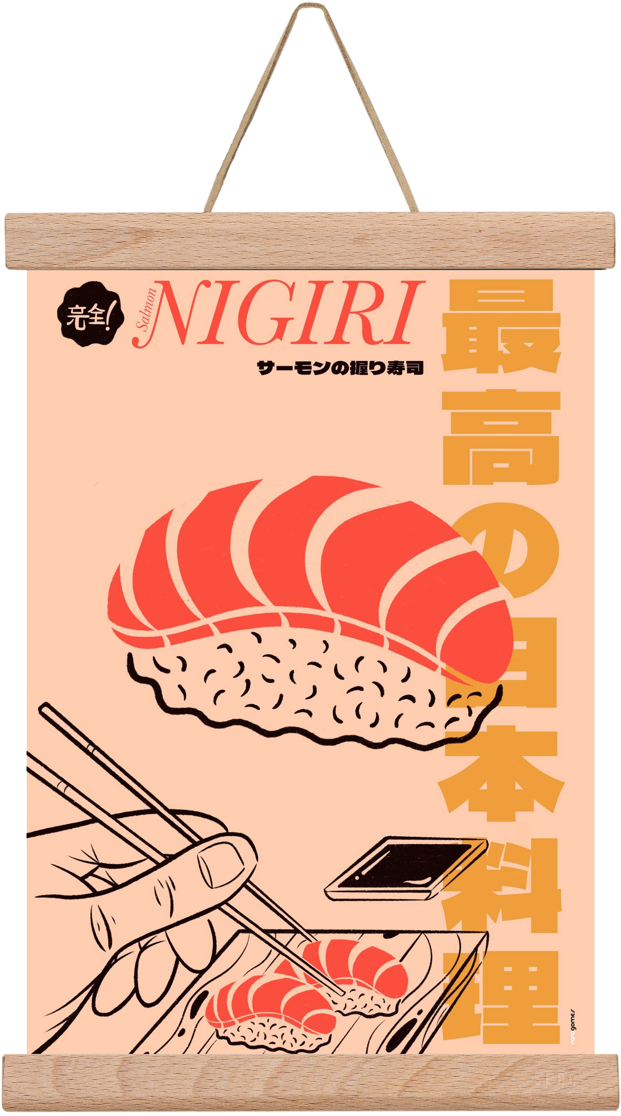Salmon Nigiri, 20x30 cm (20x30 cm), Tölgy akasztó
