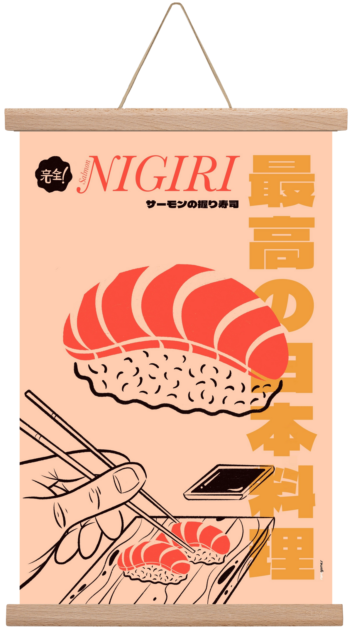 Salmon Nigiri, 30x45 cm (30x45 cm), Tölgy akasztó