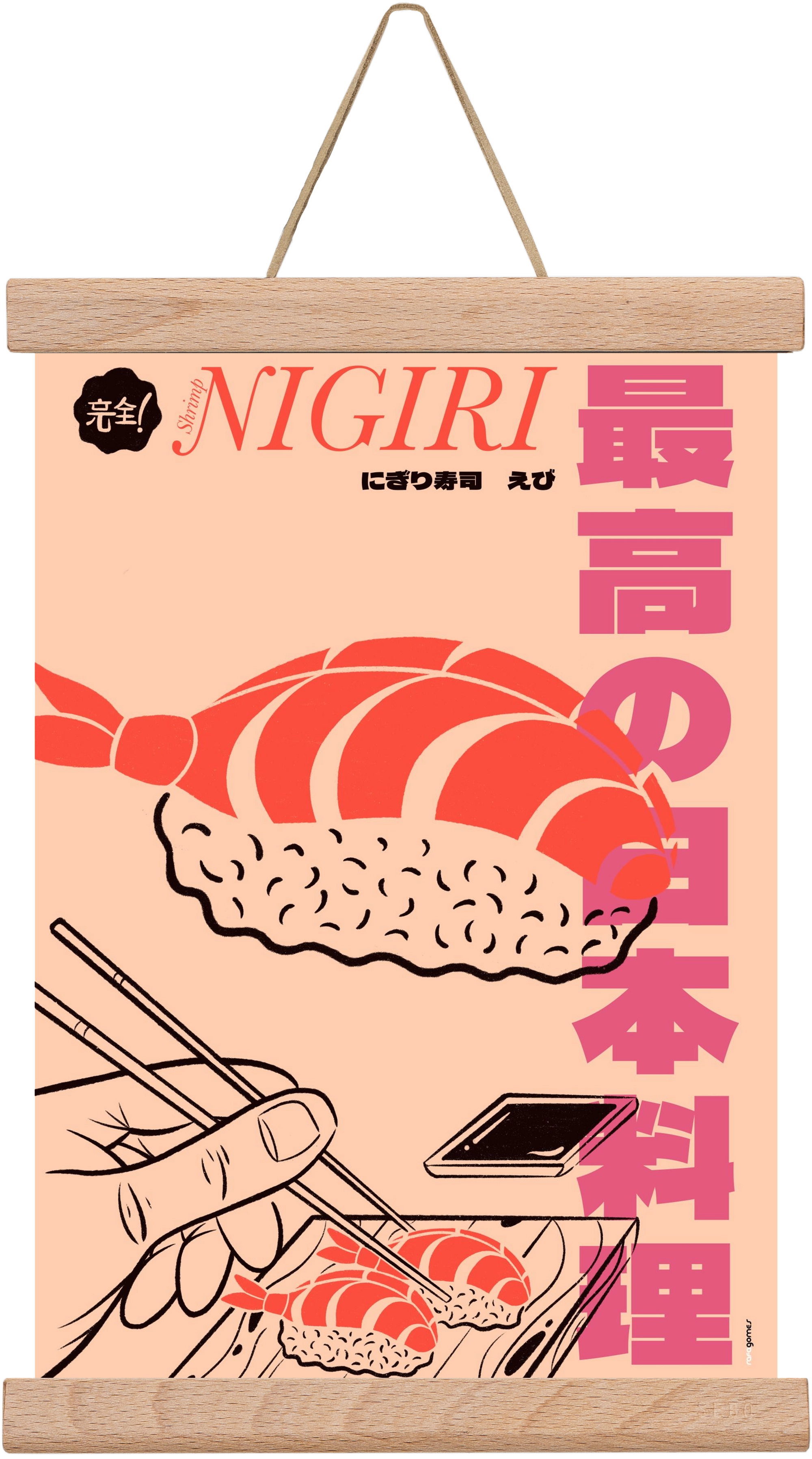 Shrimp Nigiri, 20x30 cm (20x30 cm), Tölgy akasztó