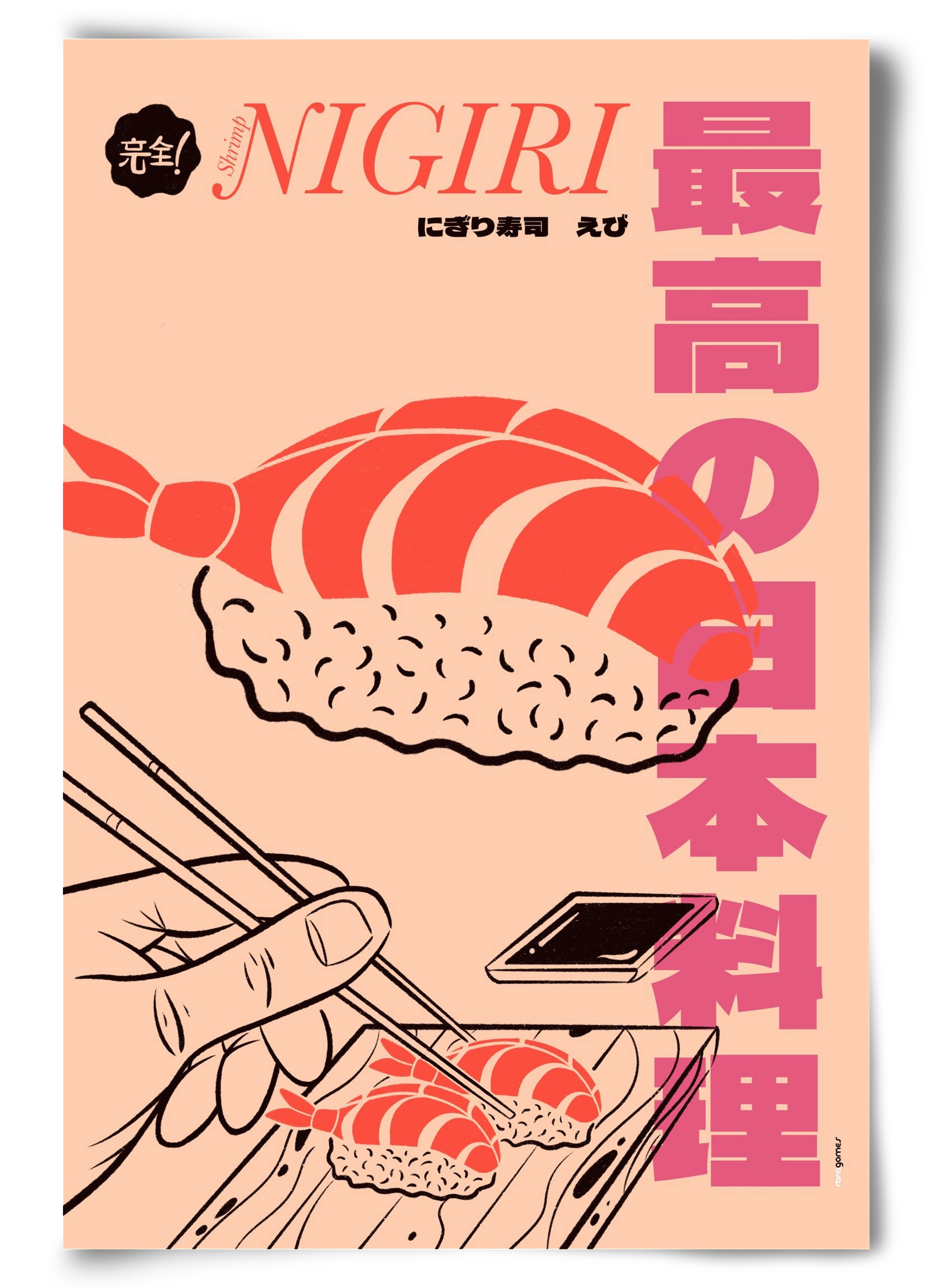 Shrimp Nigiri, 60x90 cm, Keret nélkül