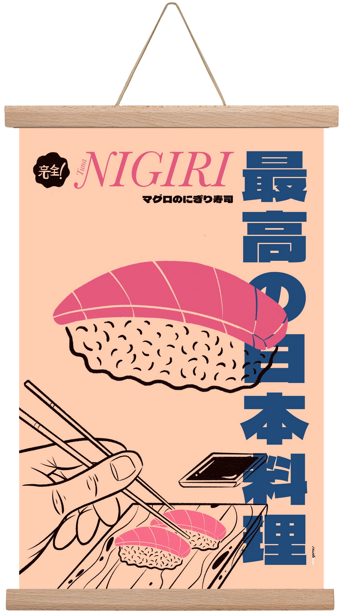 Tuna Nigiri, 30x45 cm (30x45 cm), Tölgy akasztó