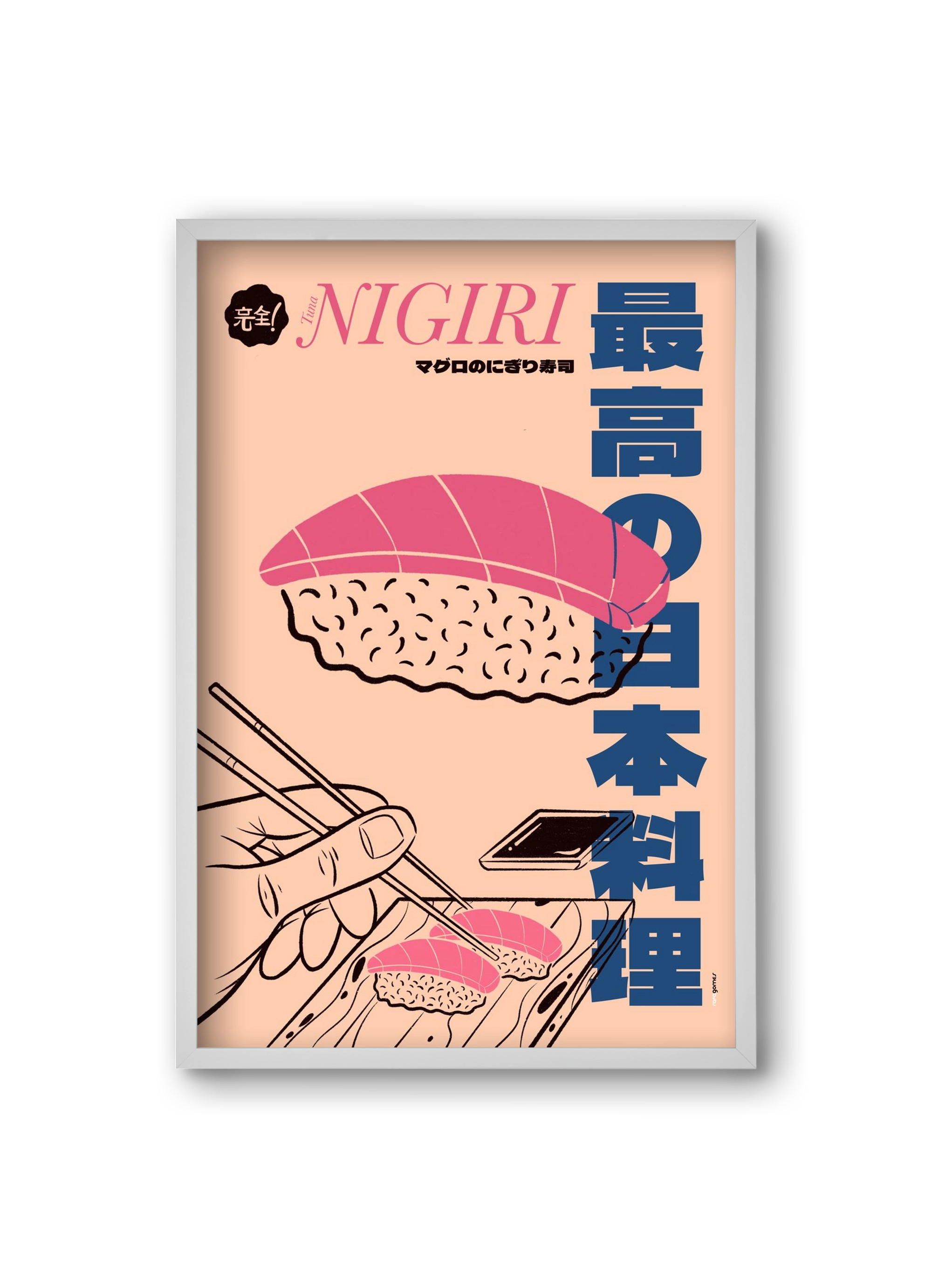 Tuna Nigiri, 20x30 cm (20x30 cm), Fehér keret