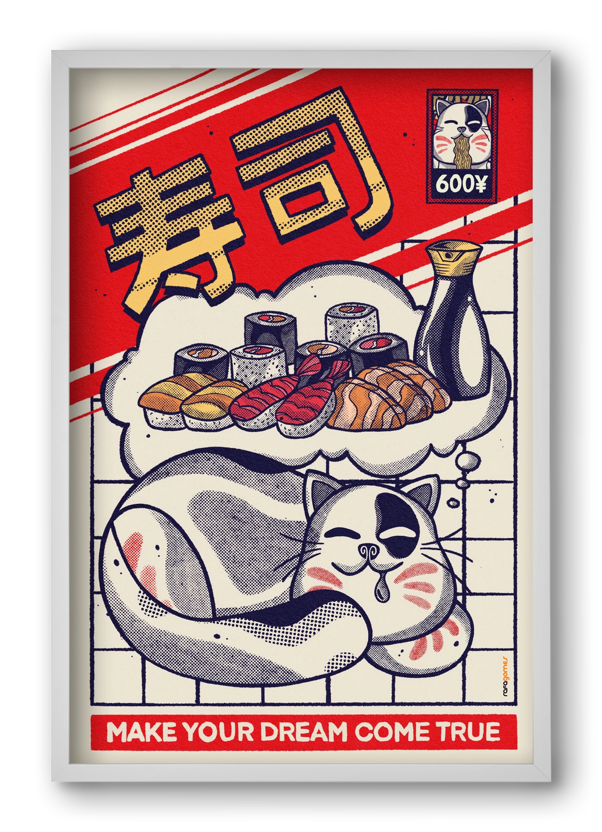 Dreaming About Sushi, 40x60 cm (40x60 cm), Fehér keret