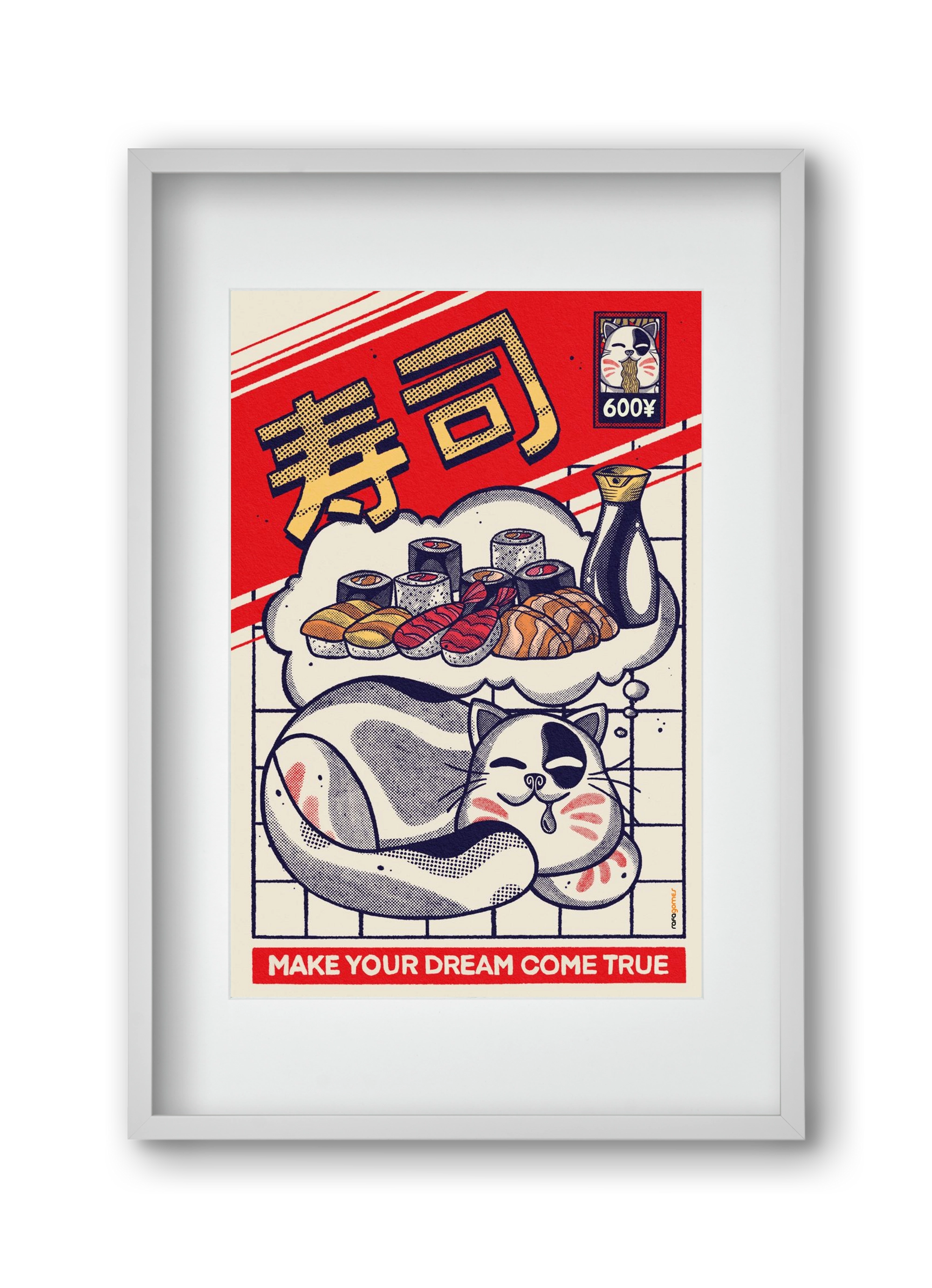 Dreaming About Sushi, 30x45 cm (20x30 cm), Fehér keret, paszpartuval