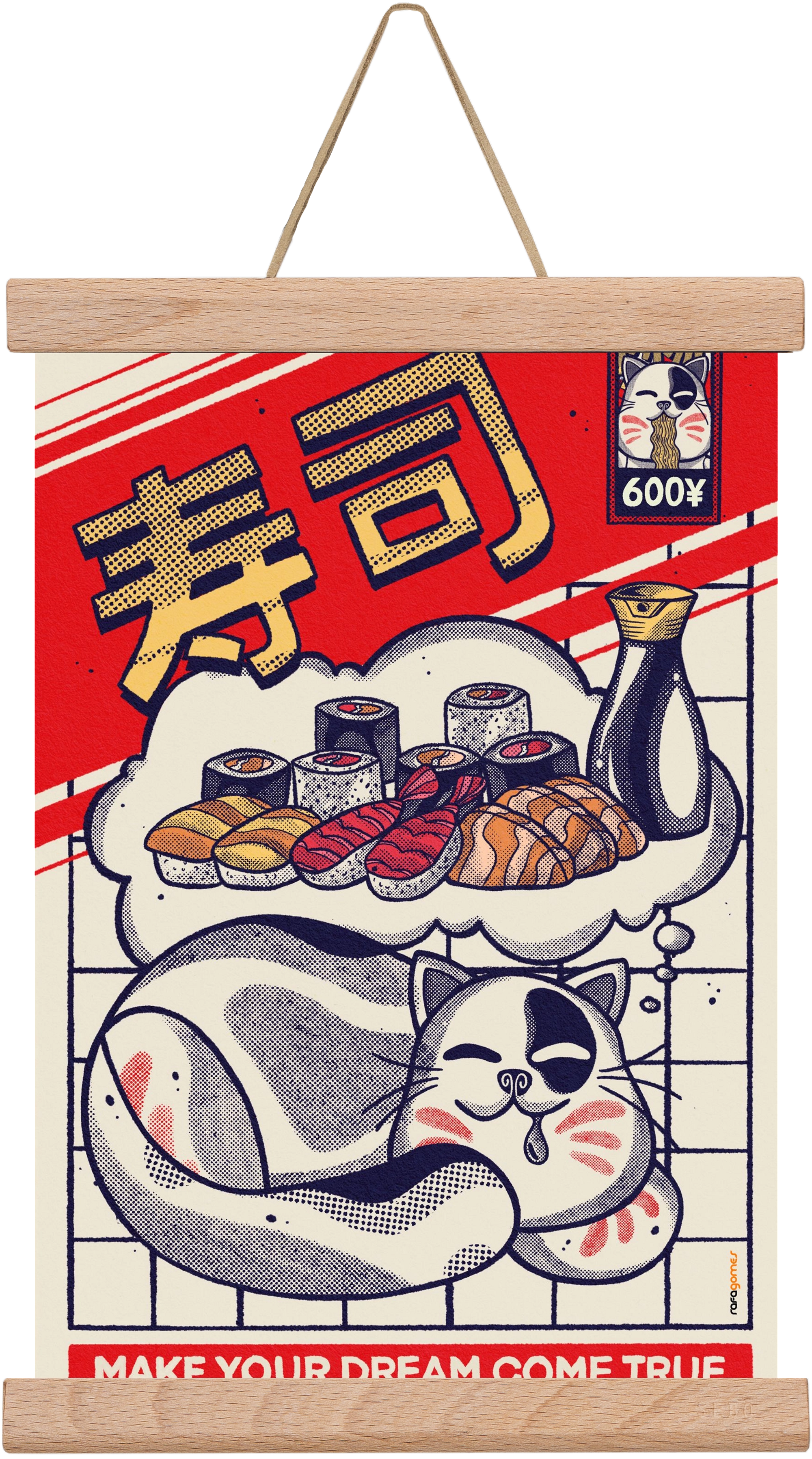 Dreaming About Sushi, 20x30 cm (20x30 cm), Tölgy akasztó