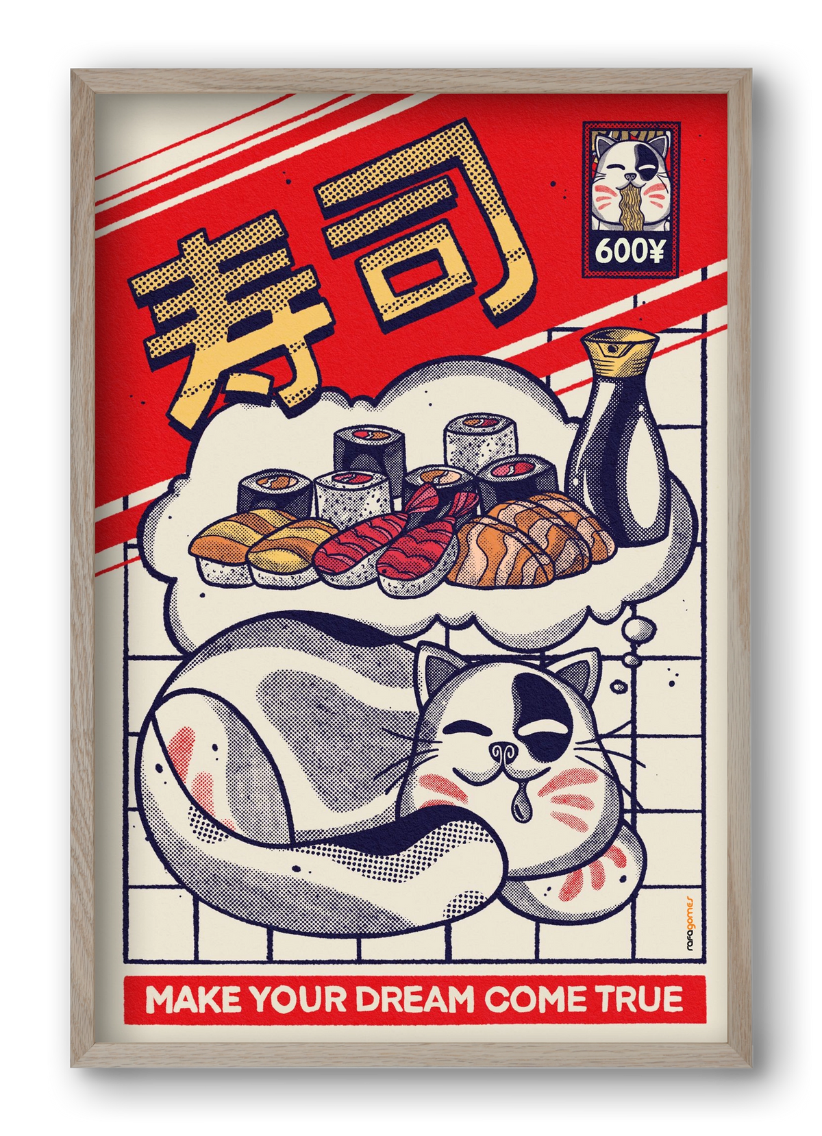 Dreaming About Sushi, 40x60 cm (40x60 cm), Tölgy keret