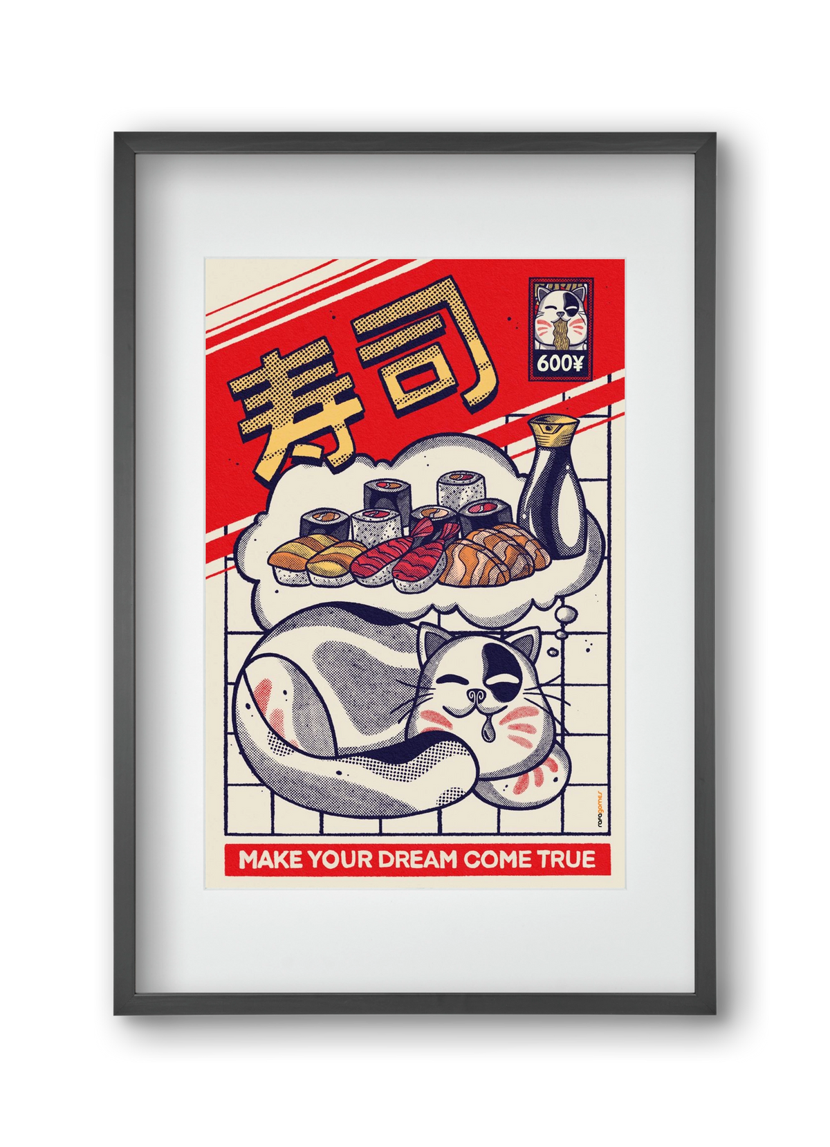 Dreaming About Sushi, 30x45 cm (20x30 cm), Fekete keret, paszpartuval