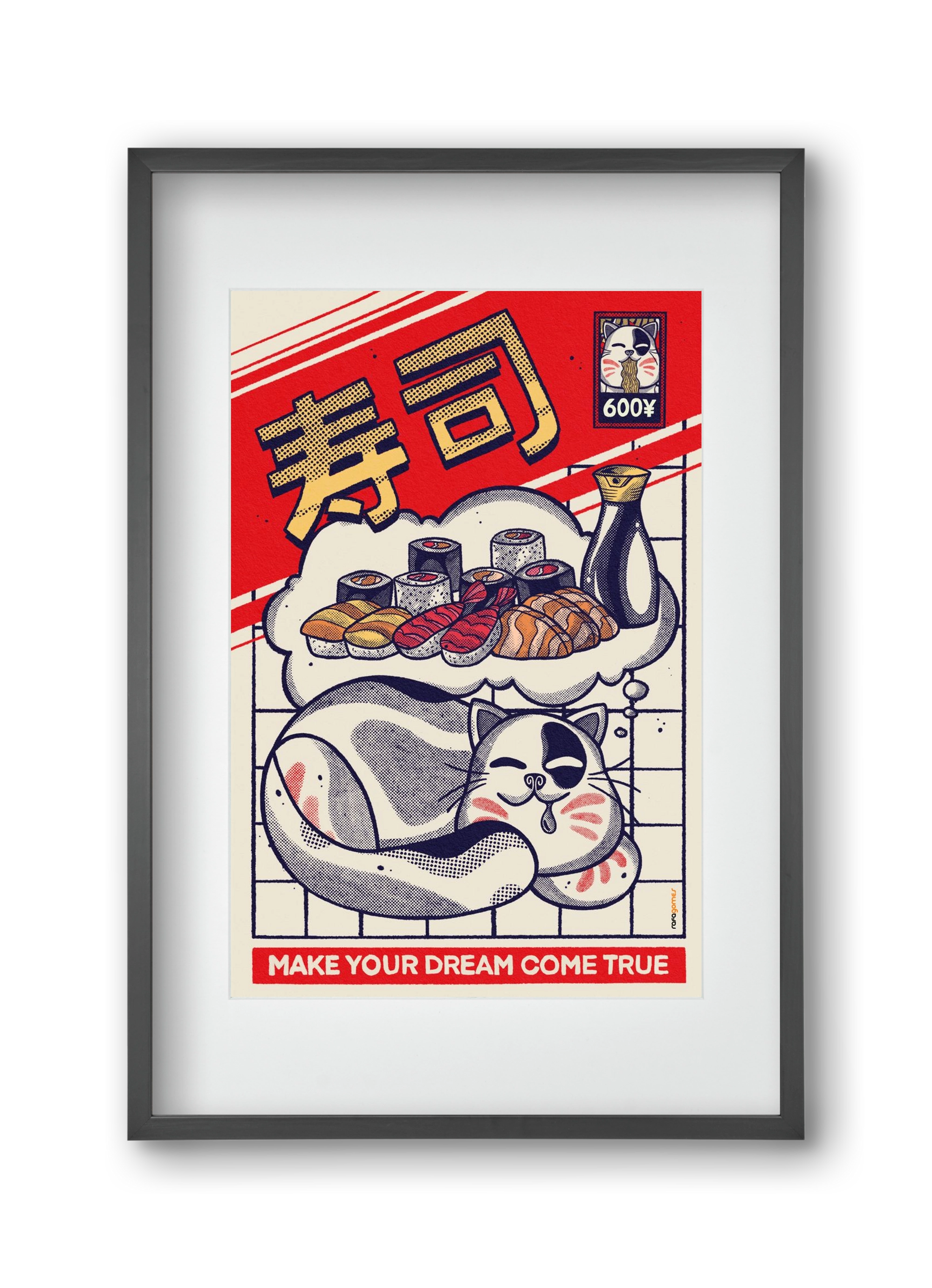 Dreaming About Sushi, 30x45 cm (20x30 cm), Fekete keret, paszpartuval