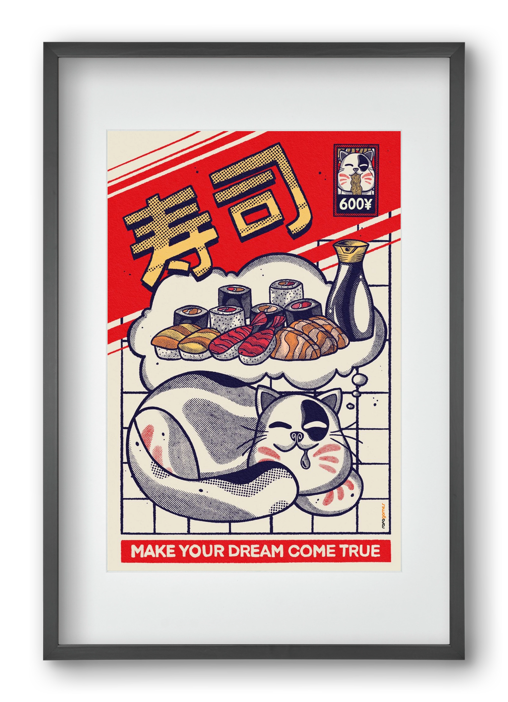 Dreaming About Sushi, 40x60 cm (30x45 cm), Fekete keret, paszpartuval