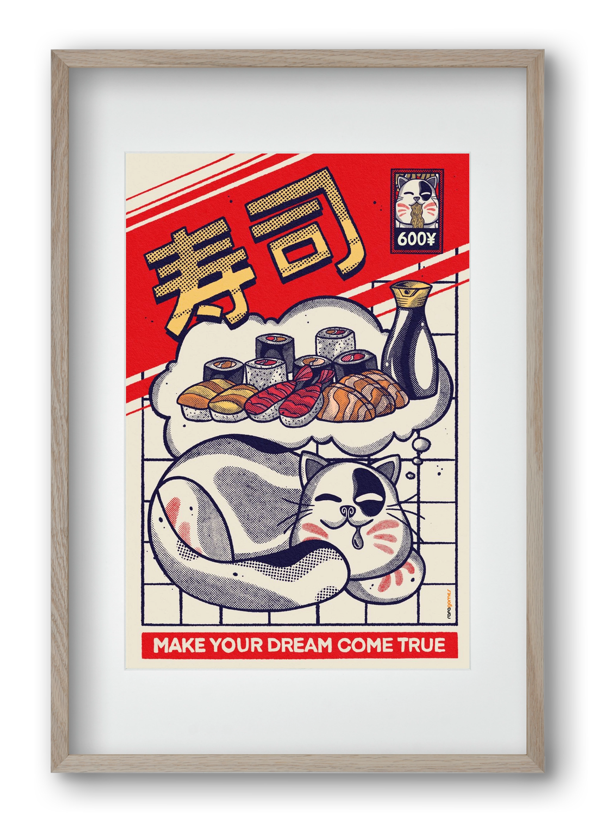 Dreaming About Sushi, 40x60 cm (30x45 cm), Tölgy keret, paszpartuval