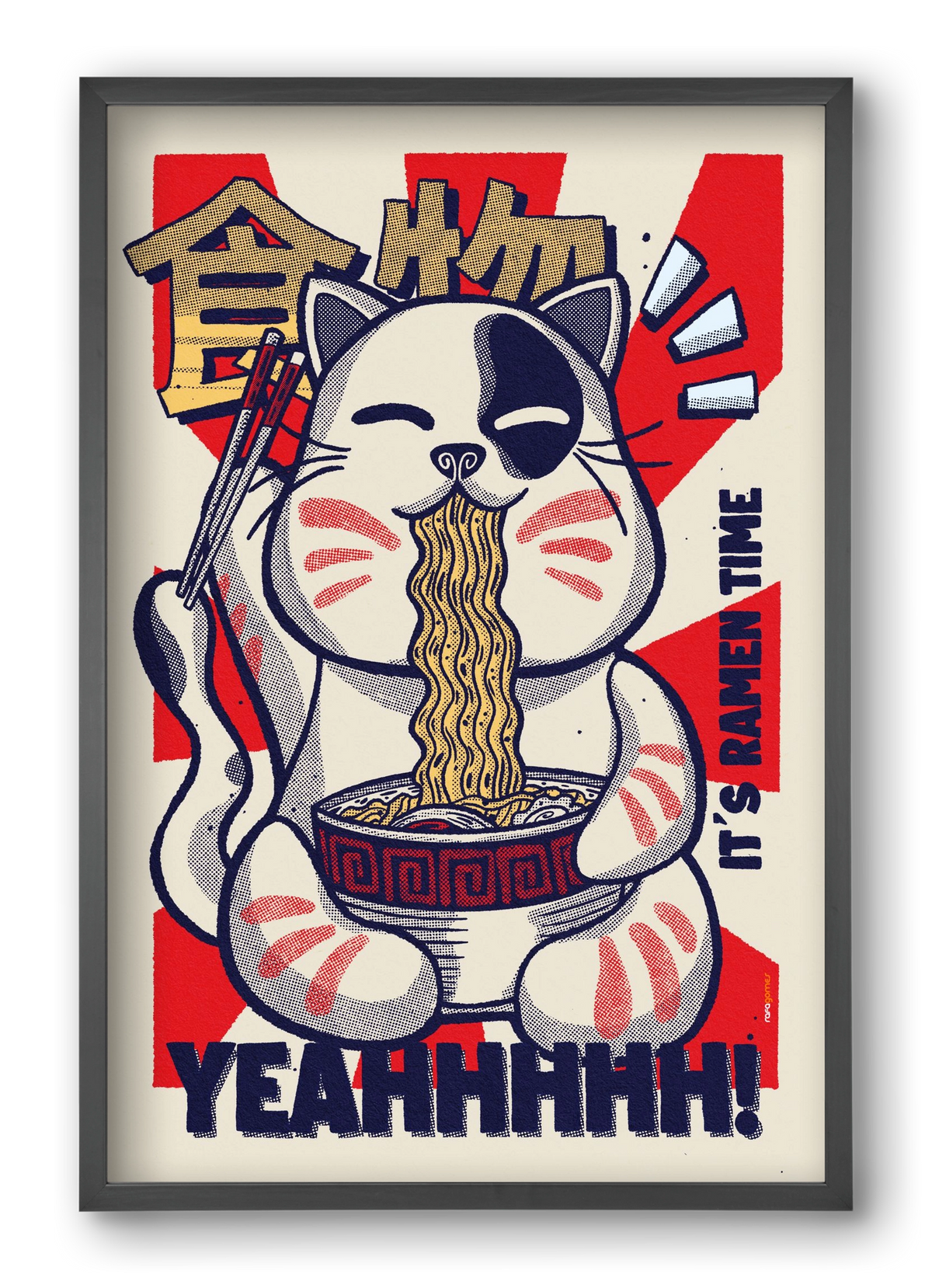It's Ramen Time, 40x60 cm (40x60 cm), Fekete keret