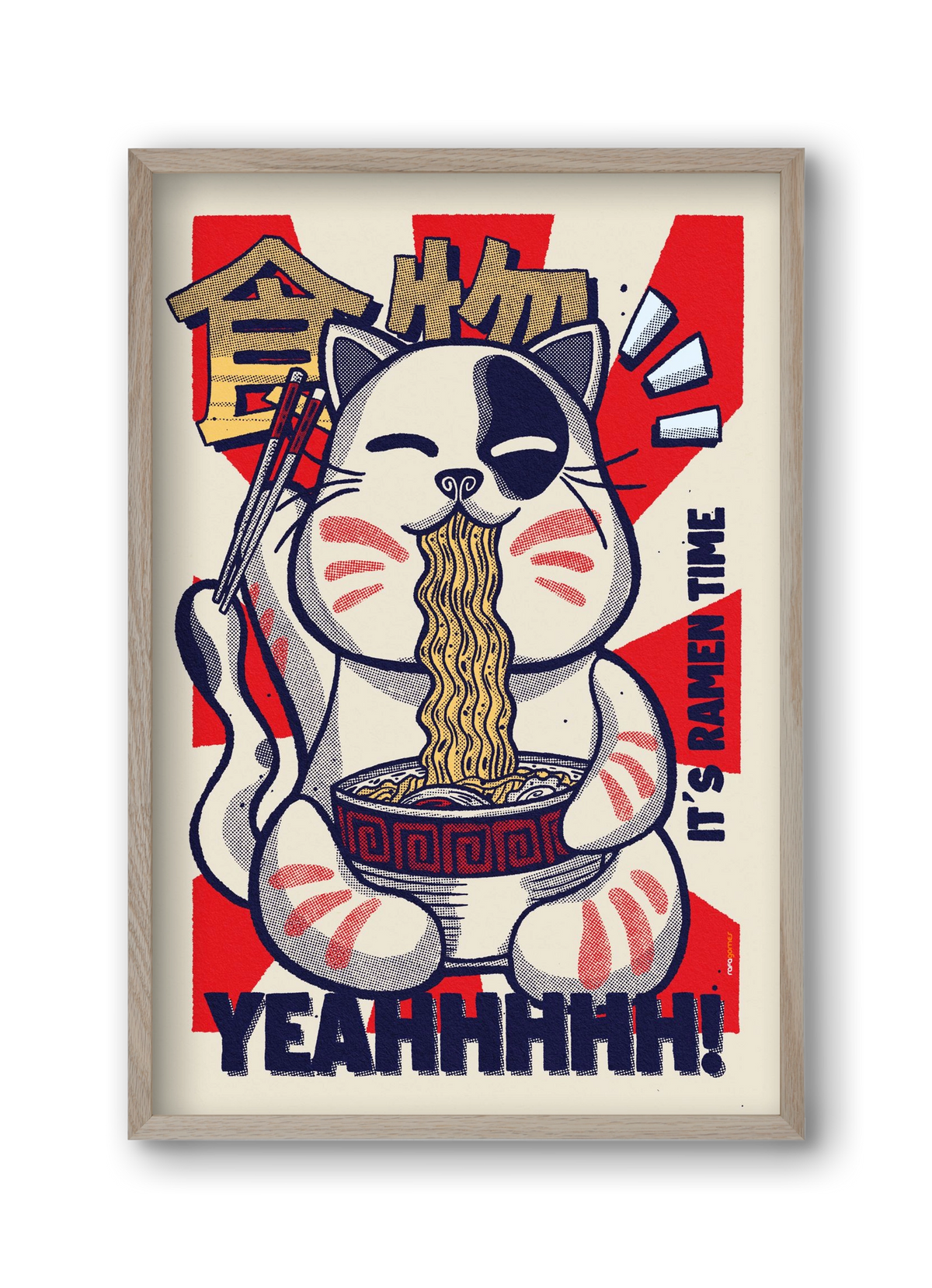 It's Ramen Time, 30x45 cm (30x45 cm), Tölgy keret