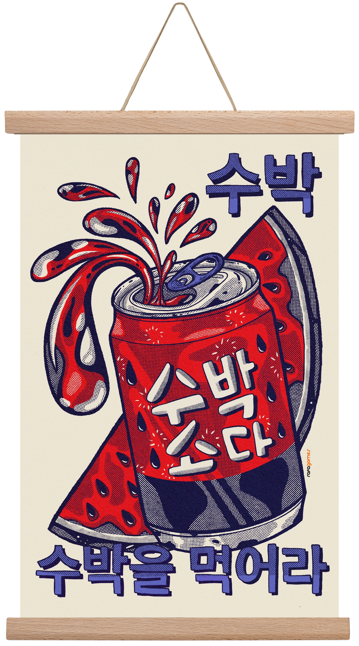 Watermelon Soda, 30x45 cm (30x45 cm), Tölgy akasztó