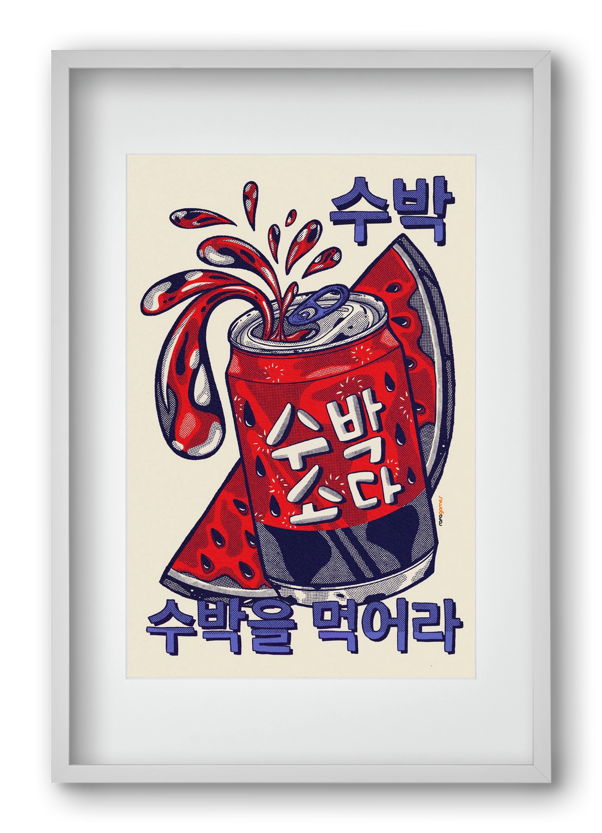 Watermelon Soda, 40x60 cm (30x45 cm), Fehér keret, paszpartuval