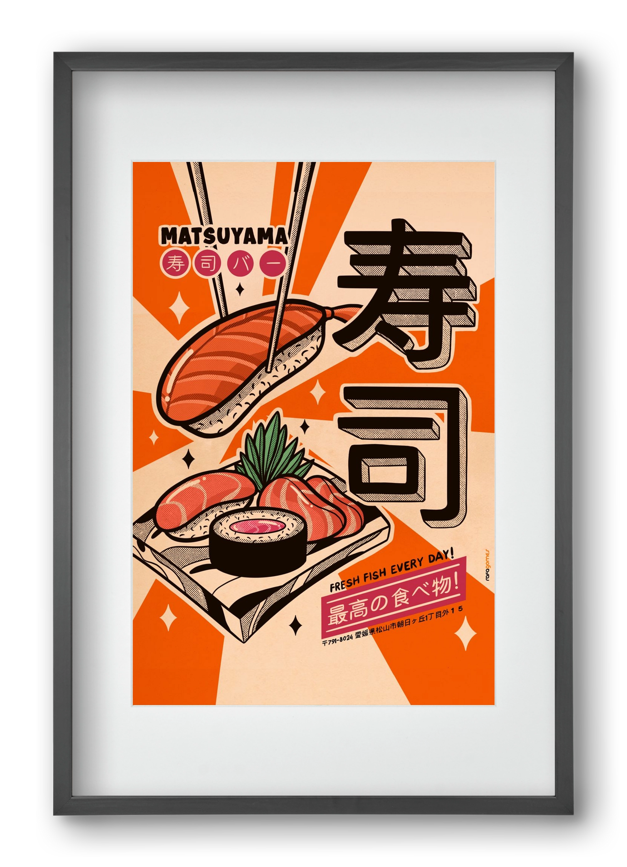 Sushi Every Day, 40x60 cm (30x45 cm), Fekete keret, paszpartuval