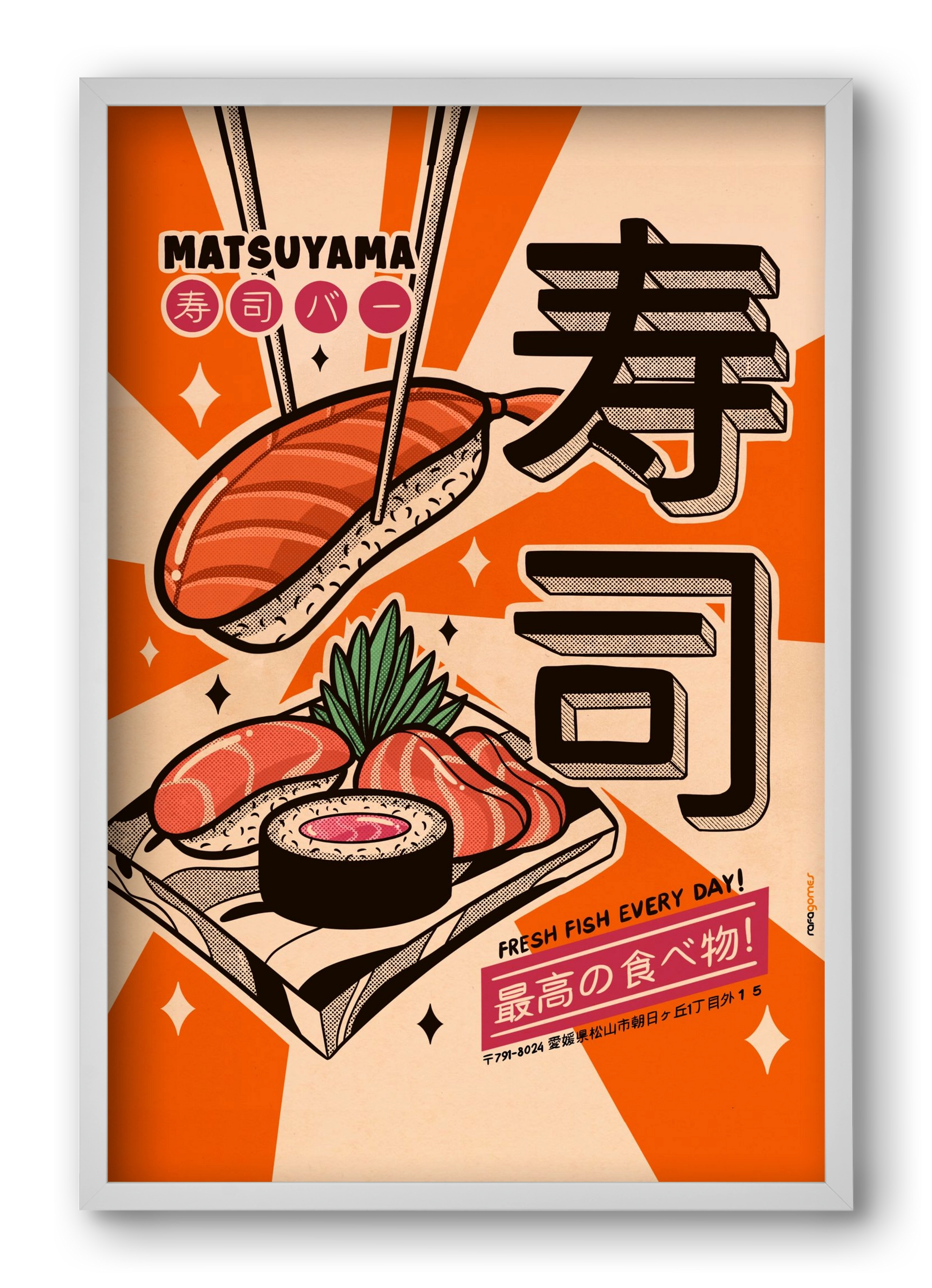 Sushi Every Day, 40x60 cm (40x60 cm), Fehér keret