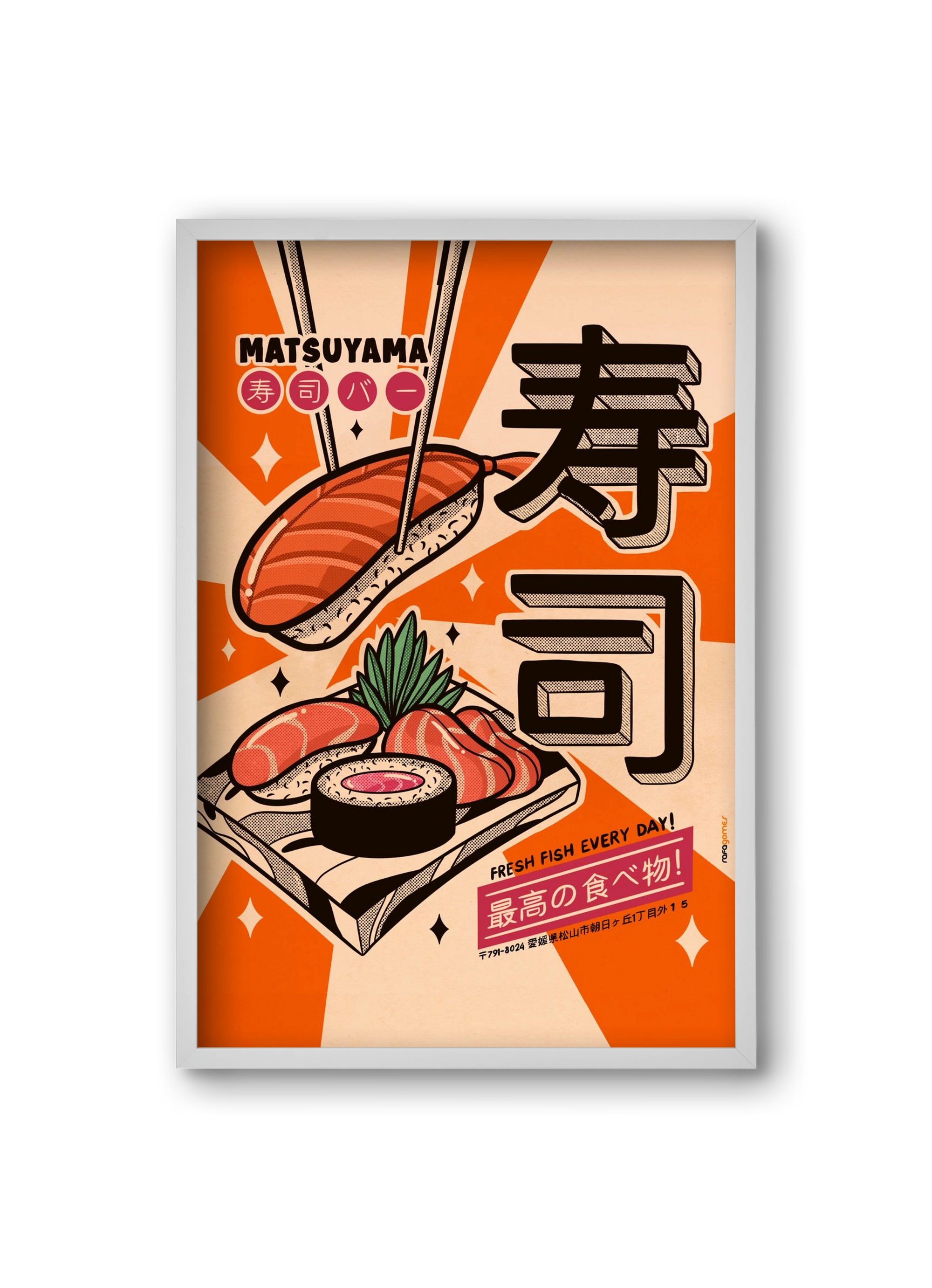 Sushi Every Day, 20x30 cm (20x30 cm), Fehér keret