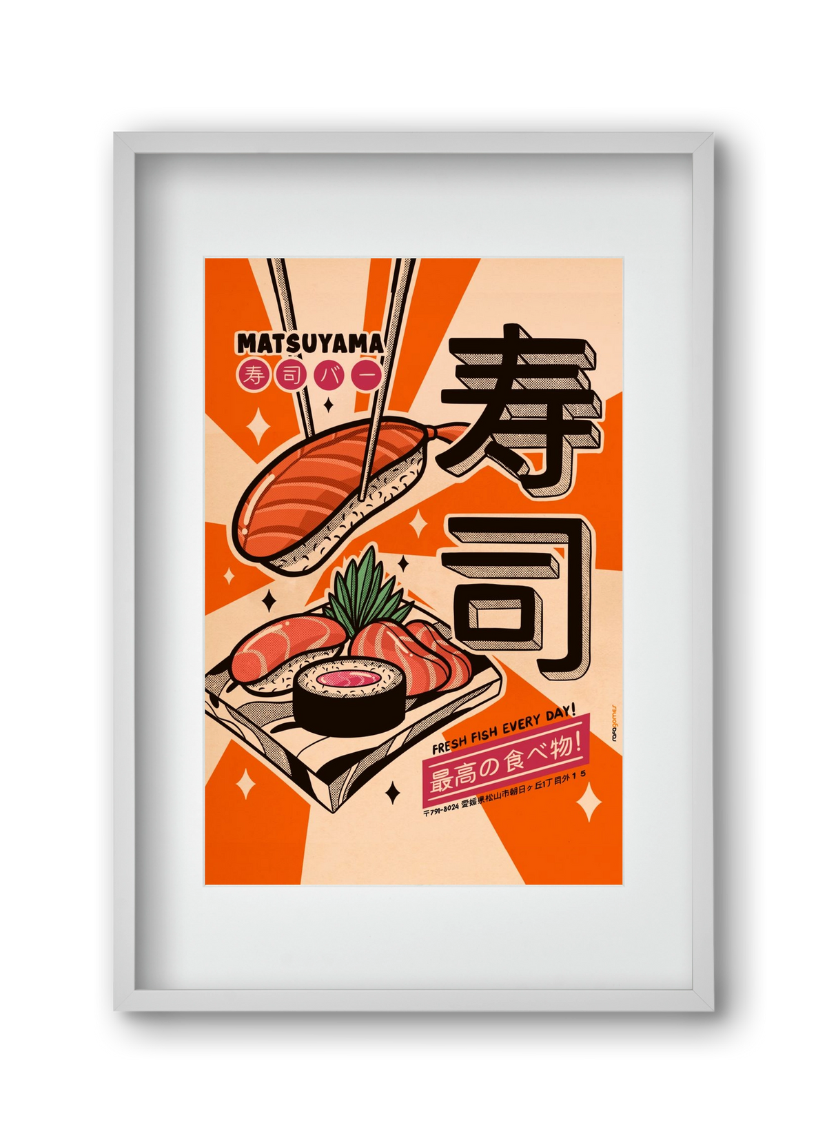 Sushi Every Day, 30x45 cm (20x30 cm), Fehér keret, paszpartuval