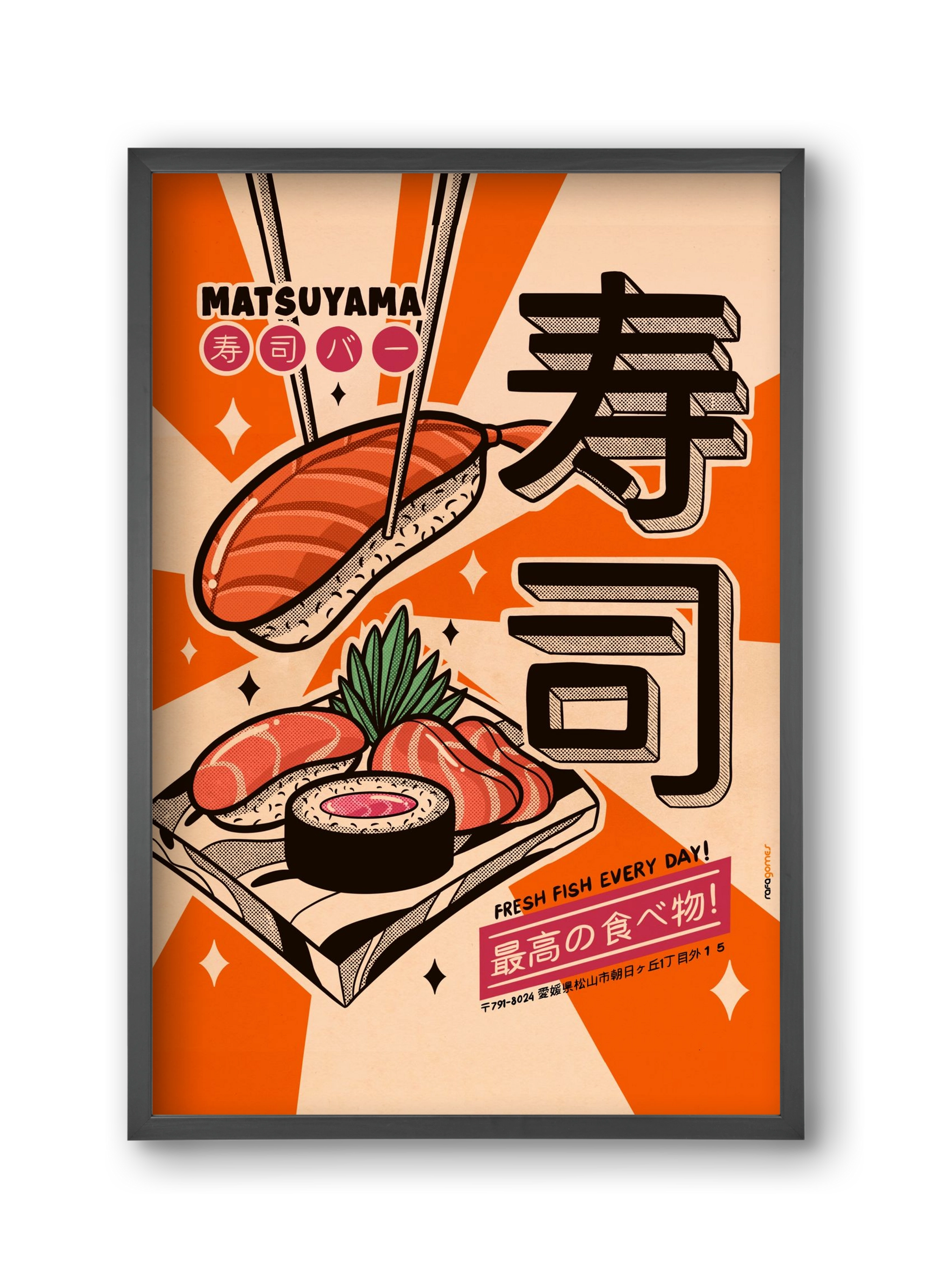 Sushi Every Day, 30x45 cm (30x45 cm), Fekete keret